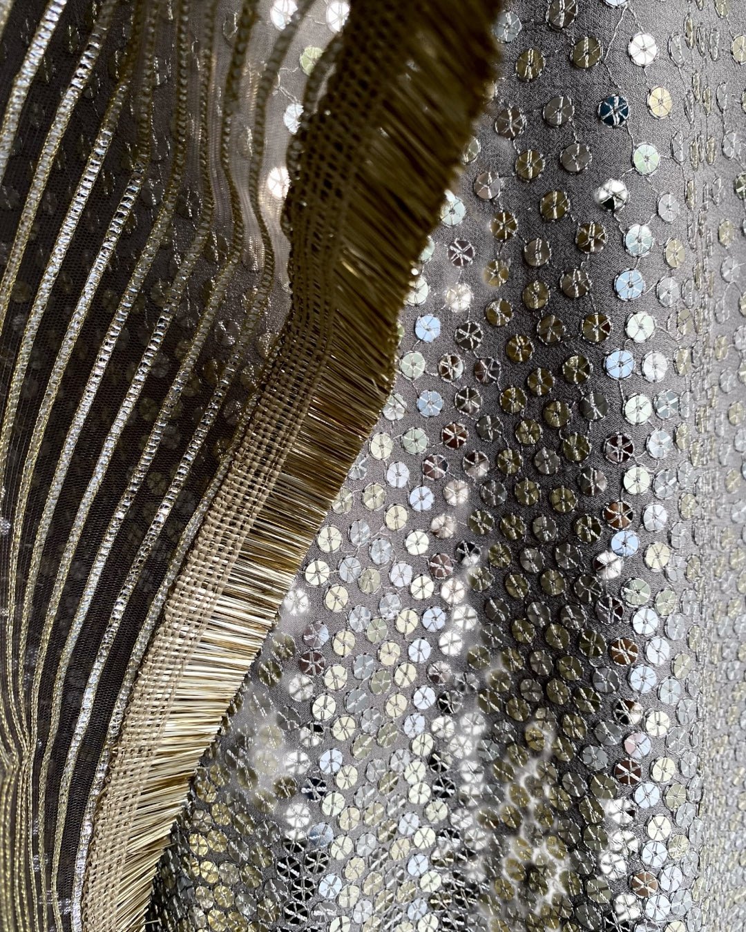 Kurta Set Sequin Stardust - Khakhi Slate / Gold / Silver - Mayura Kumar