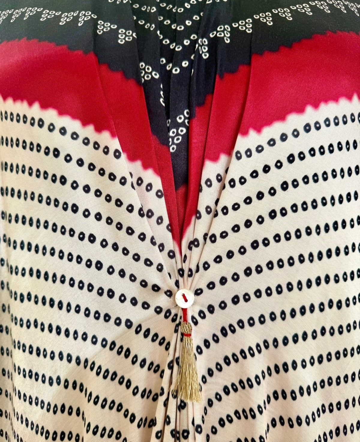 Kaftan Bandhej - Black / Burgundy / Ivory Base