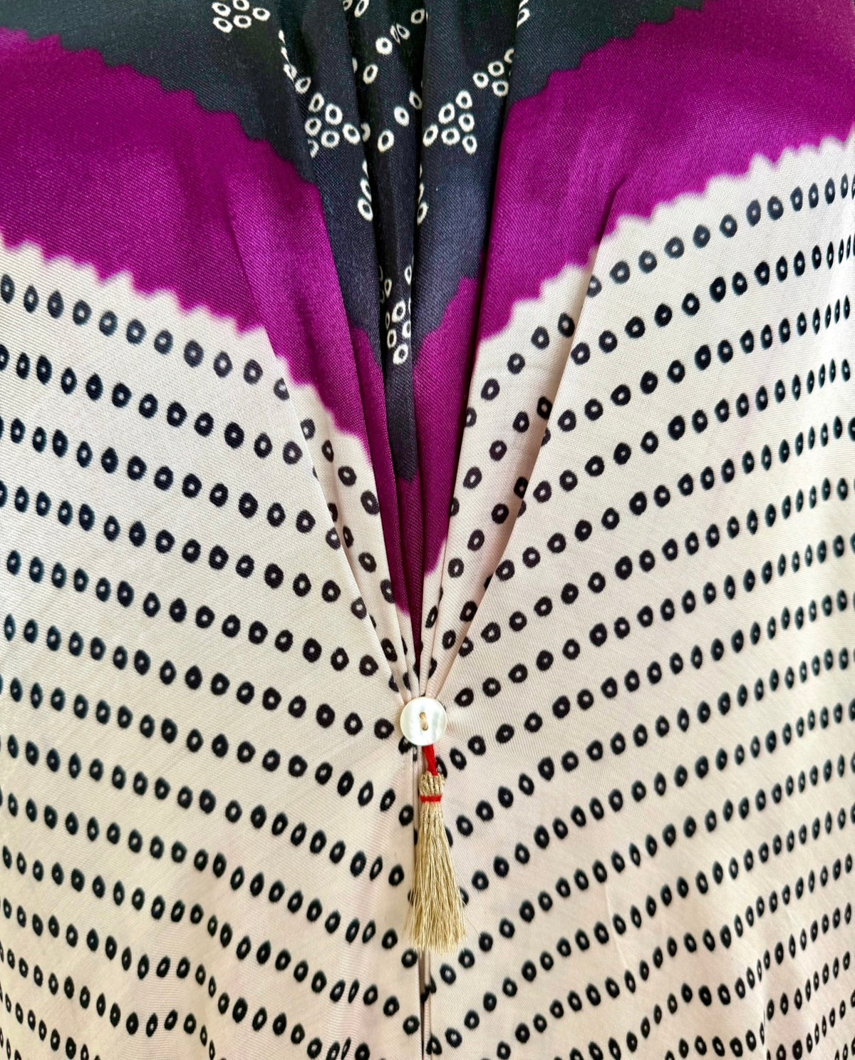 Kaftan Bandhej - Black / Purple / Ivory Base