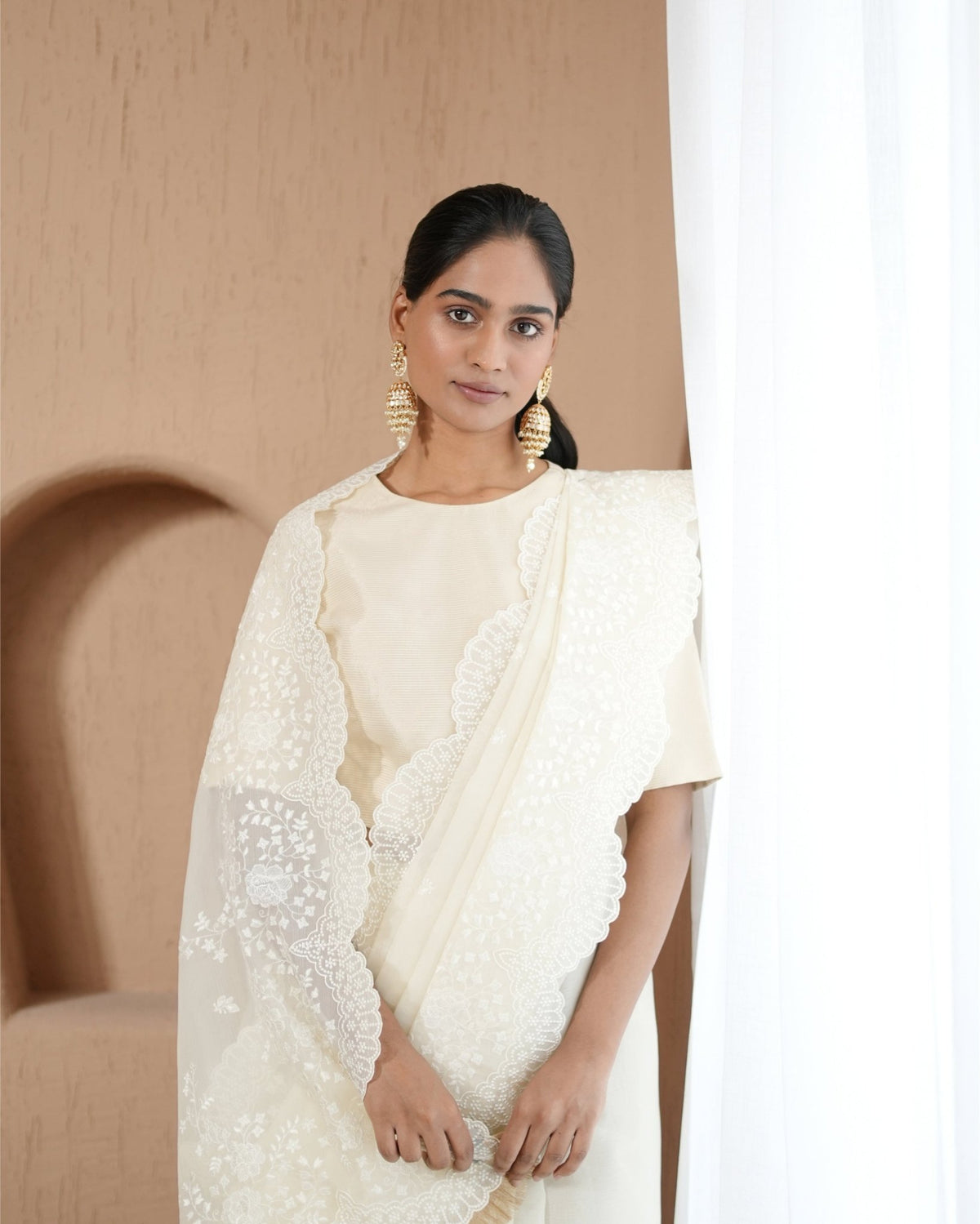 Saree Chikankari - Milk / Ivory - Mayura Kumar