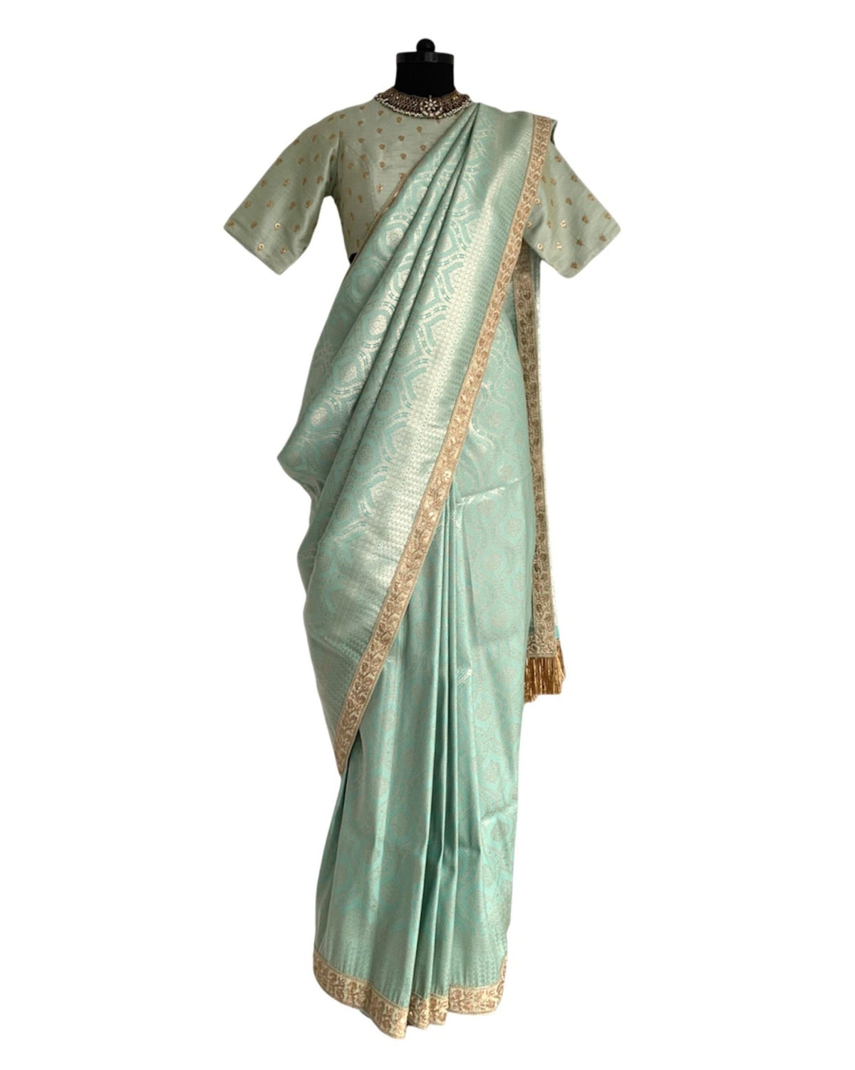 Saree Banarasi - Aqua Blue / Silver / Gold - Mayura Kumar