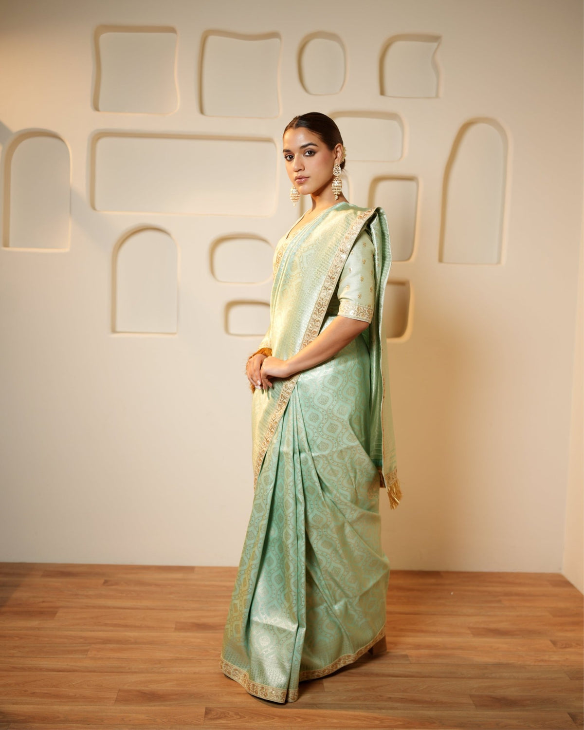 Saree Banarasi - Aqua Blue / Silver / Gold - Mayura Kumar