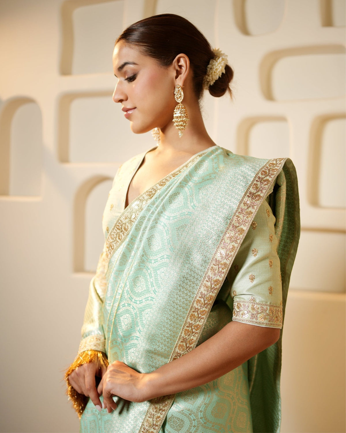 Saree Banarasi - Aqua Blue / Silver / Gold - Mayura Kumar