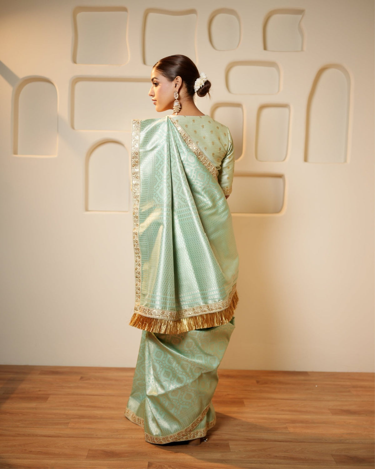 Saree Banarasi - Aqua Blue / Silver / Gold - Mayura Kumar