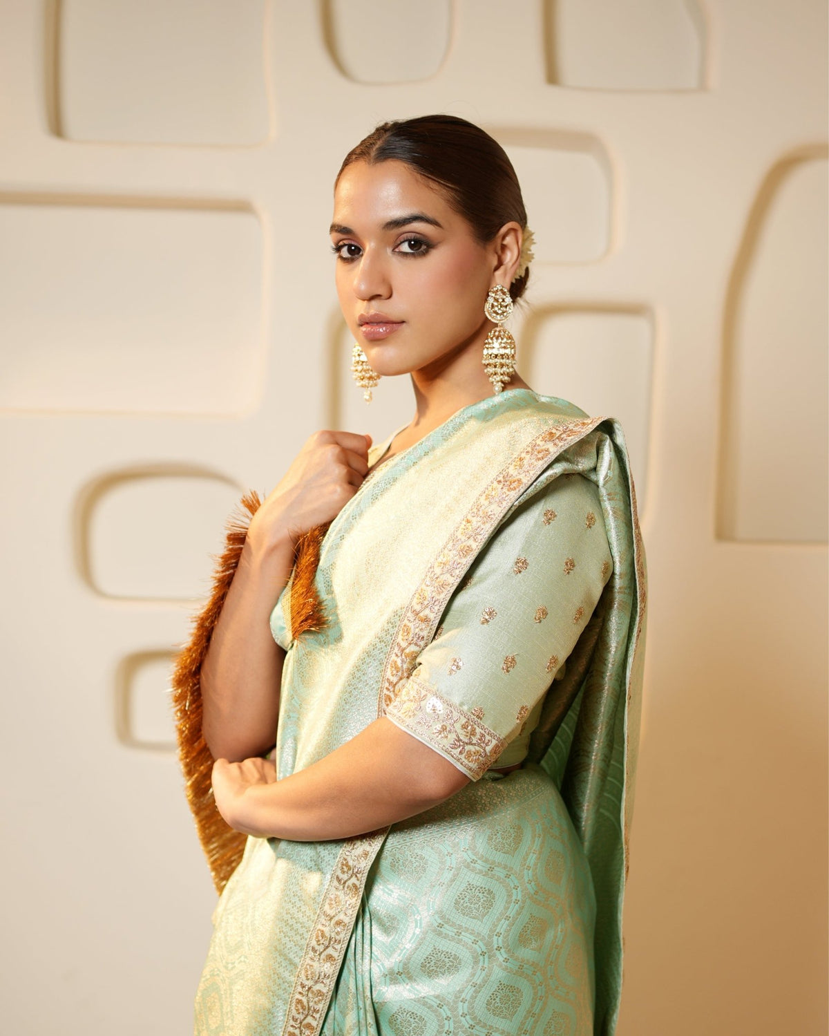Saree Banarasi - Aqua Blue / Silver / Gold - Mayura Kumar