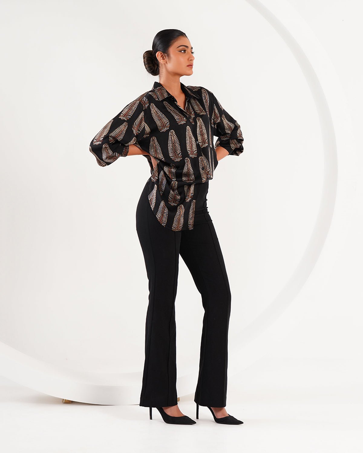Ajrakh Leaf Block Print Set - Black - Mayura Kumar