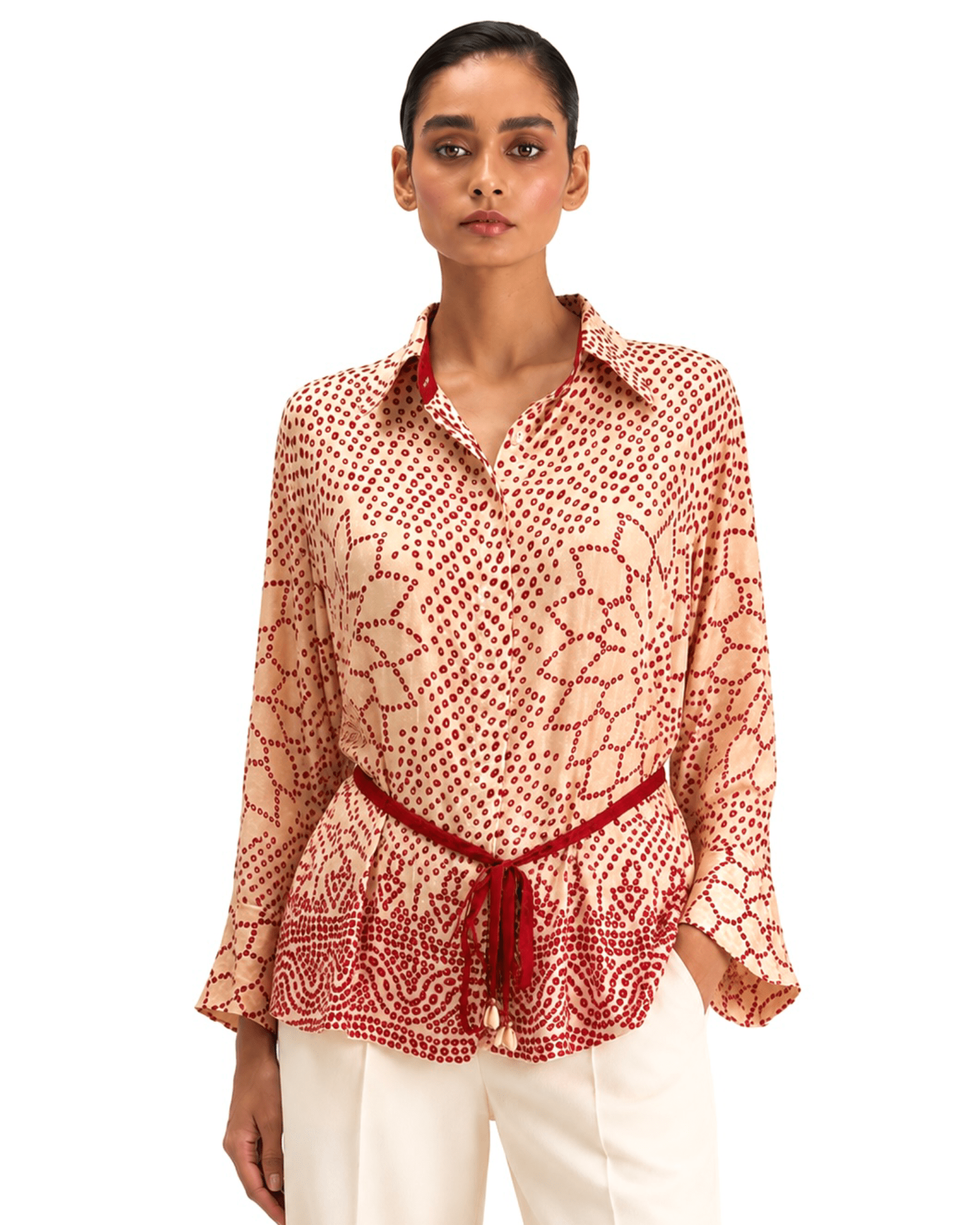 Shirt Bandhej - Ivory/Red - Mayura Kumar