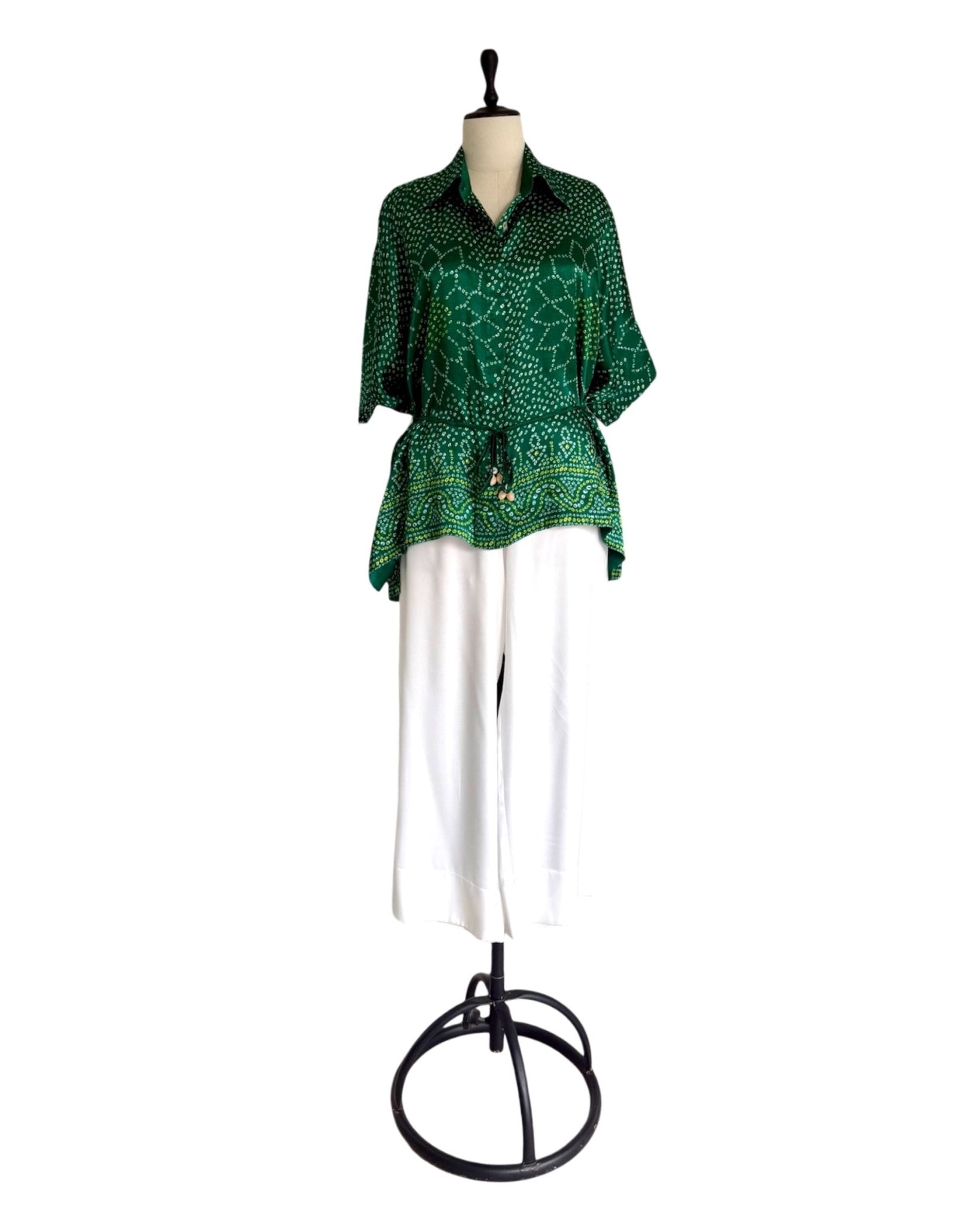 Shirt Kimono Bandhej - Dark Green - Mayura Kumar