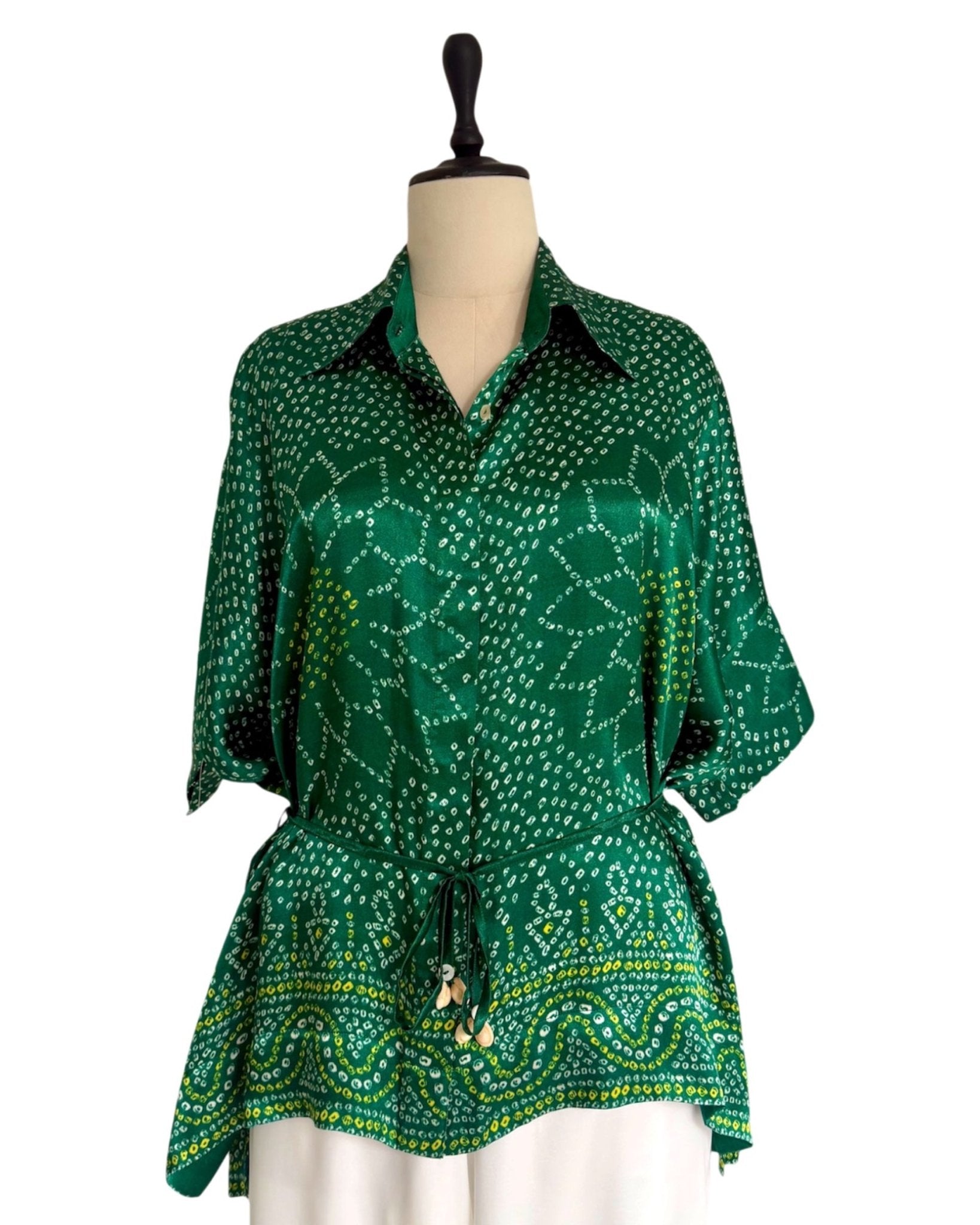 Shirt Kimono Bandhej - Dark Green - Mayura Kumar