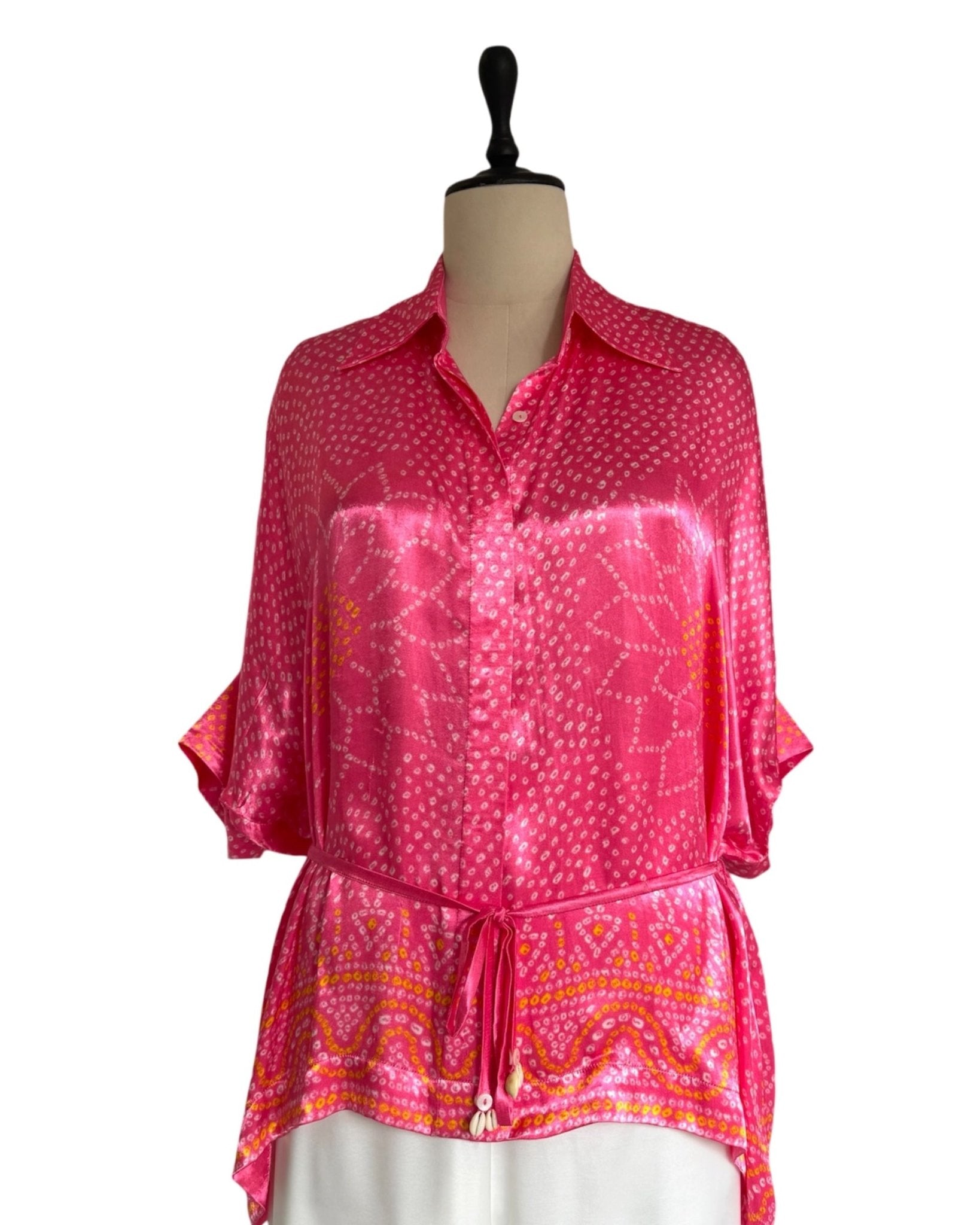 Shirt Kimono Bandhej -Pink - Mayura Kumar