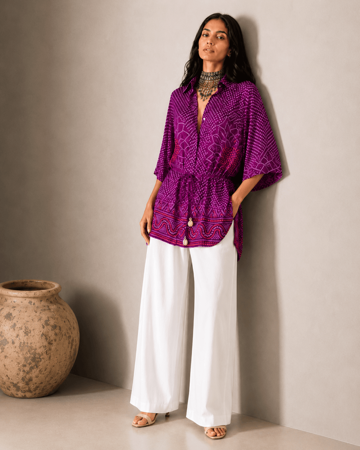 Shirt Kimono Bandhej - Purple - Mayura Kumar