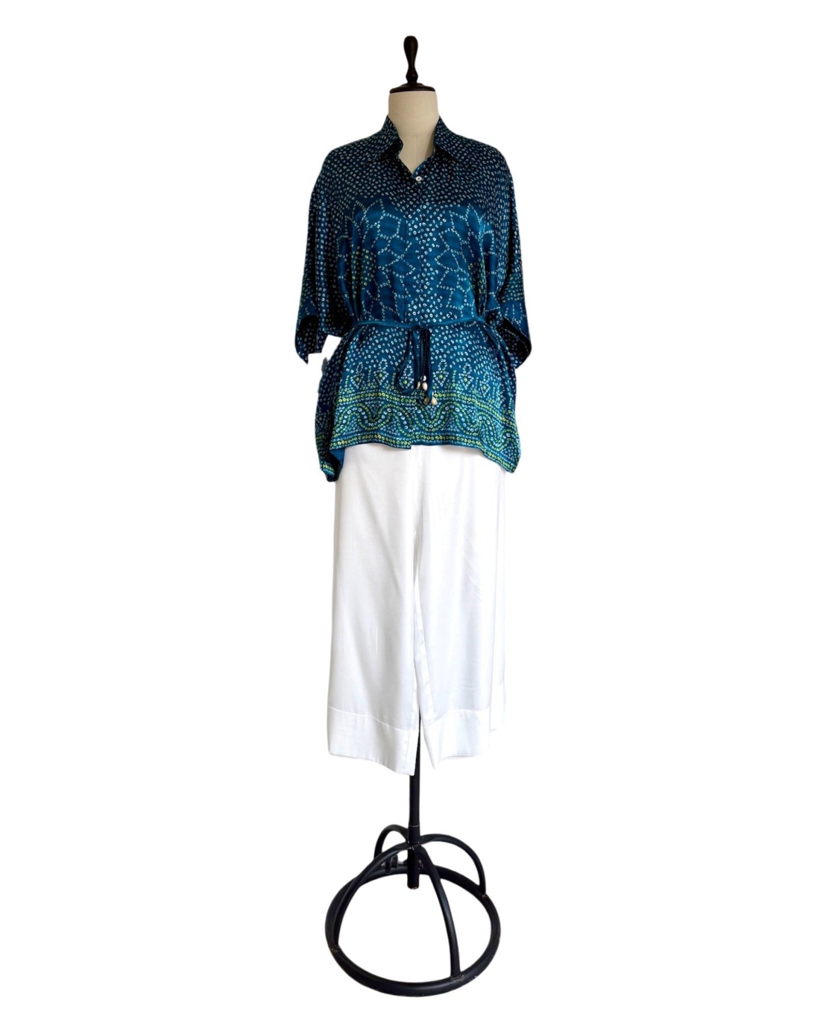 Shirt Kimono Bandhej - Teal Blue - Mayura Kumar