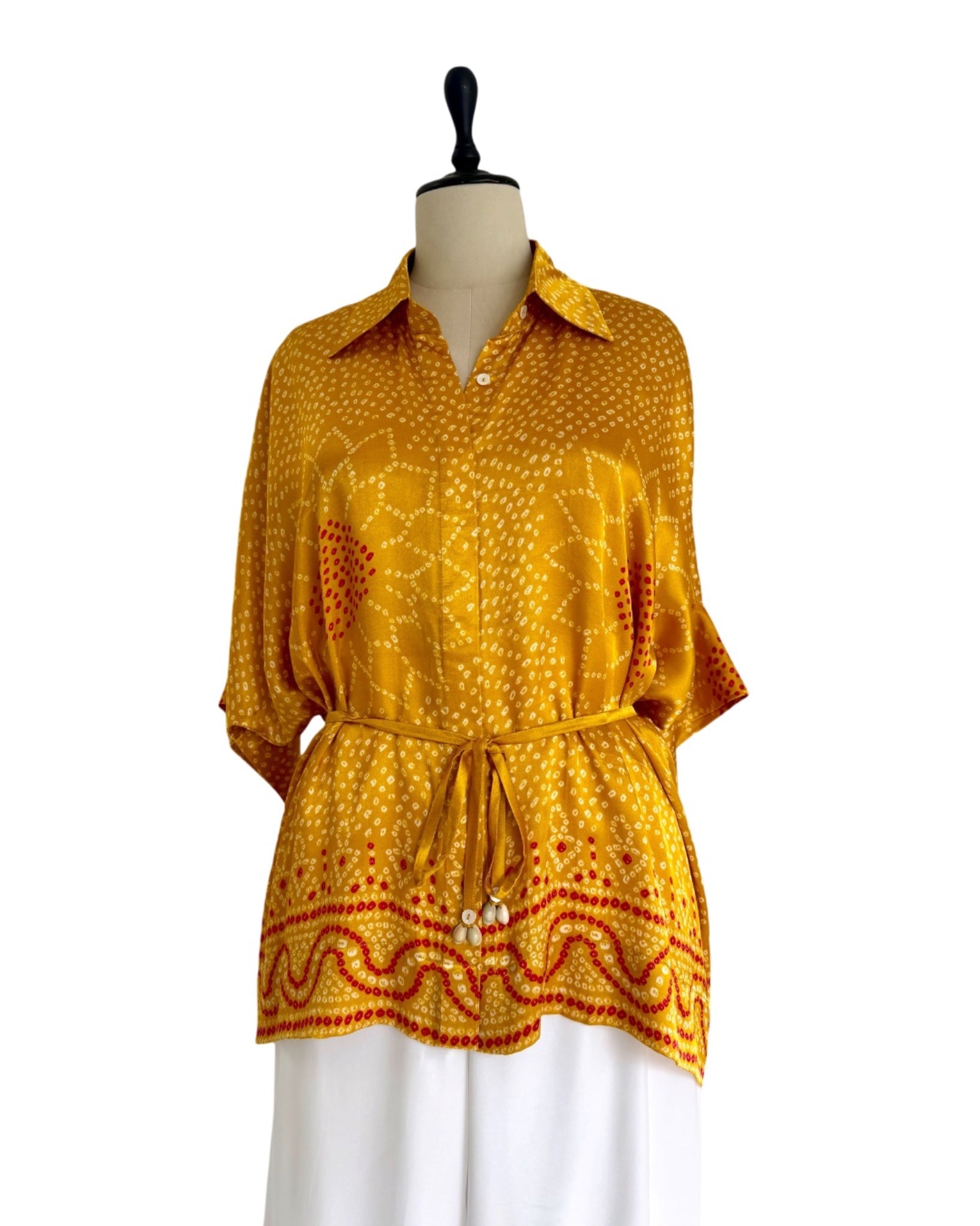 Shirt Kimono Bandhej - Yellow - Mayura Kumar