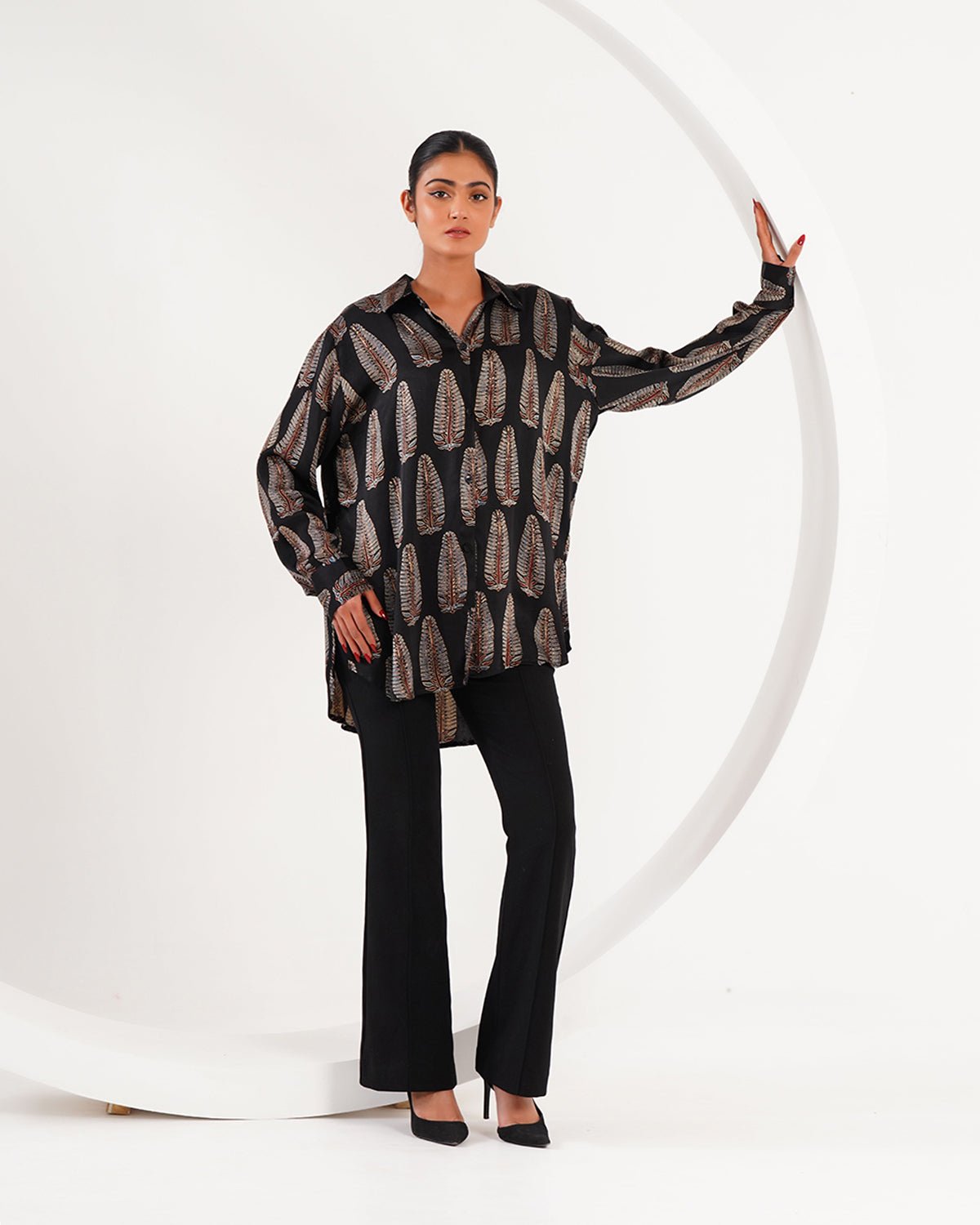 Ajrakh Leaf Block Print Set - Black - Mayura Kumar