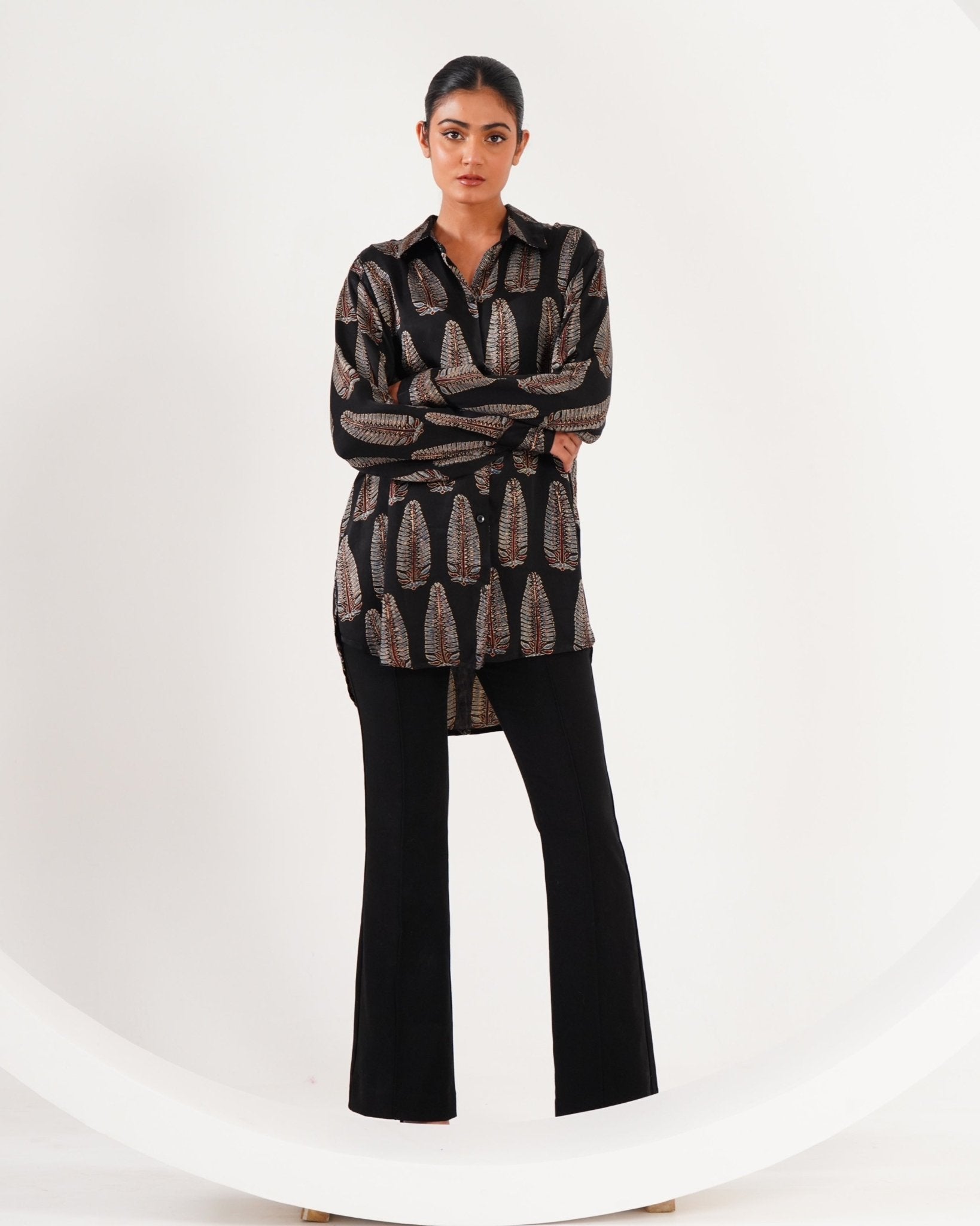 Ajrakh Leaf Block Print Set - Black - Mayura Kumar
