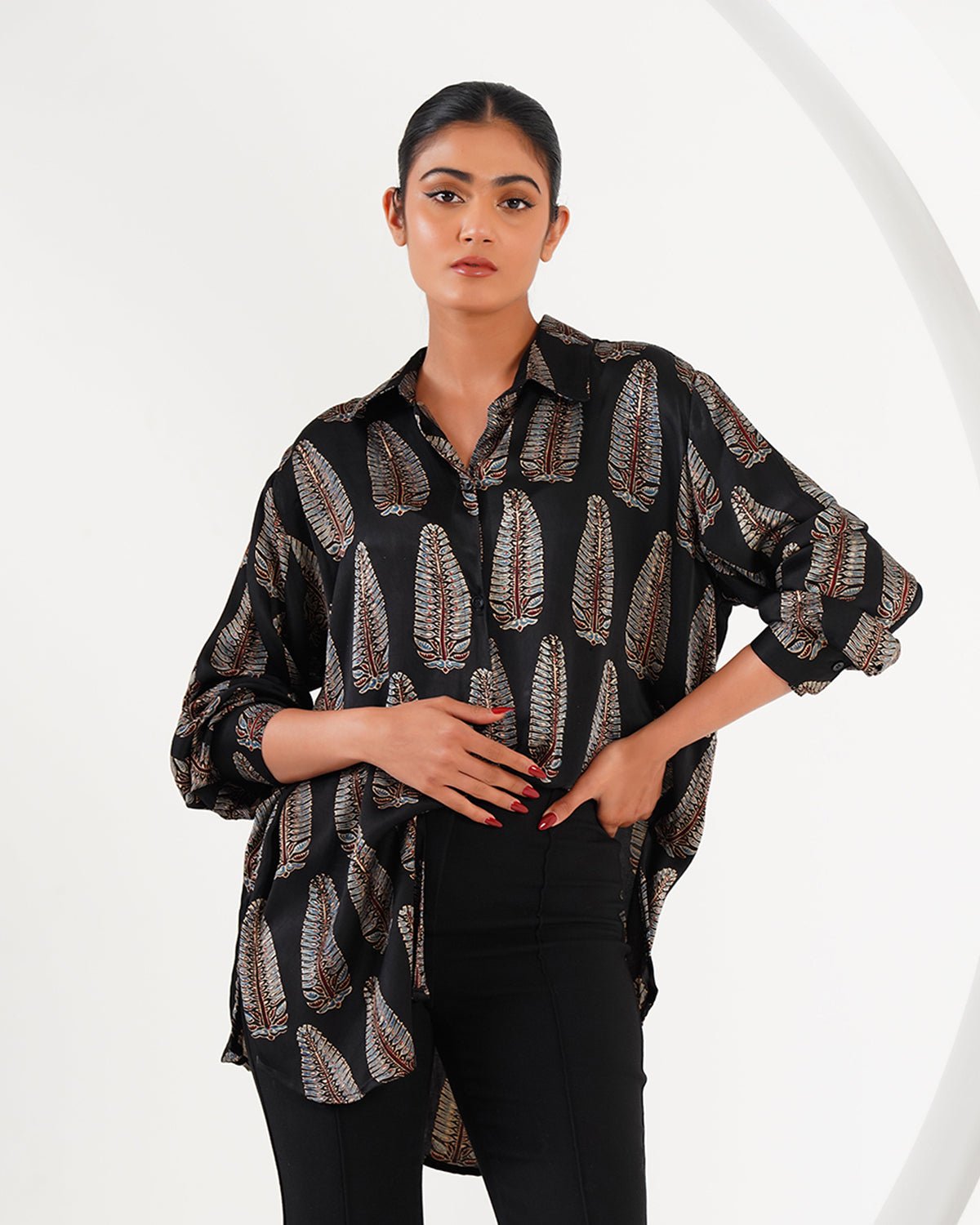 Ajrakh Leaf Block Print Set - Black - Mayura Kumar