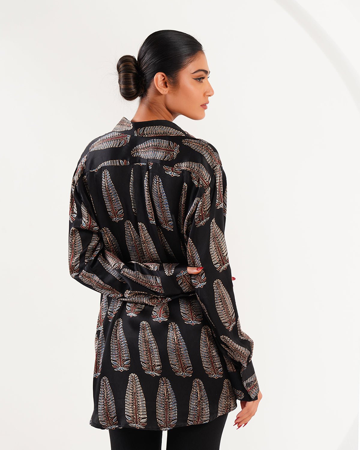 Ajrakh Leaf Block Print Set - Black - Mayura Kumar