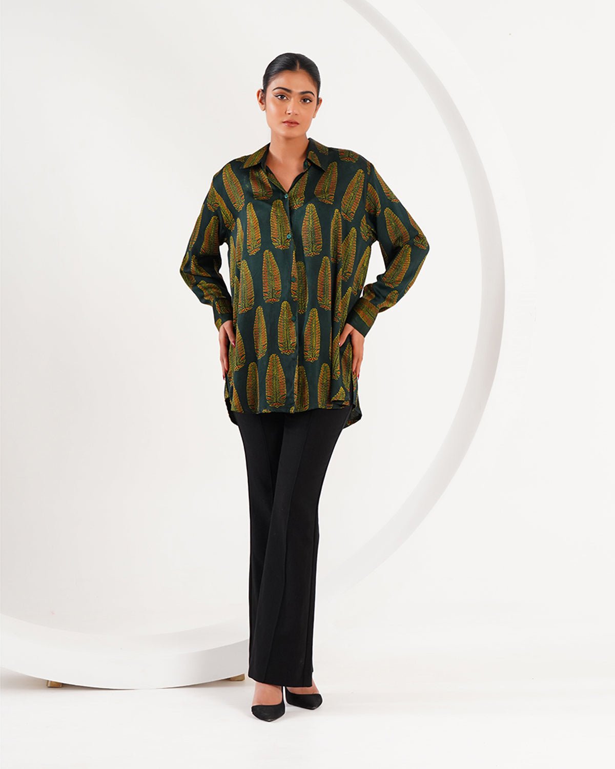 Ajrakh Leaf Block Print Set - Green /Black - Mayura Kumar