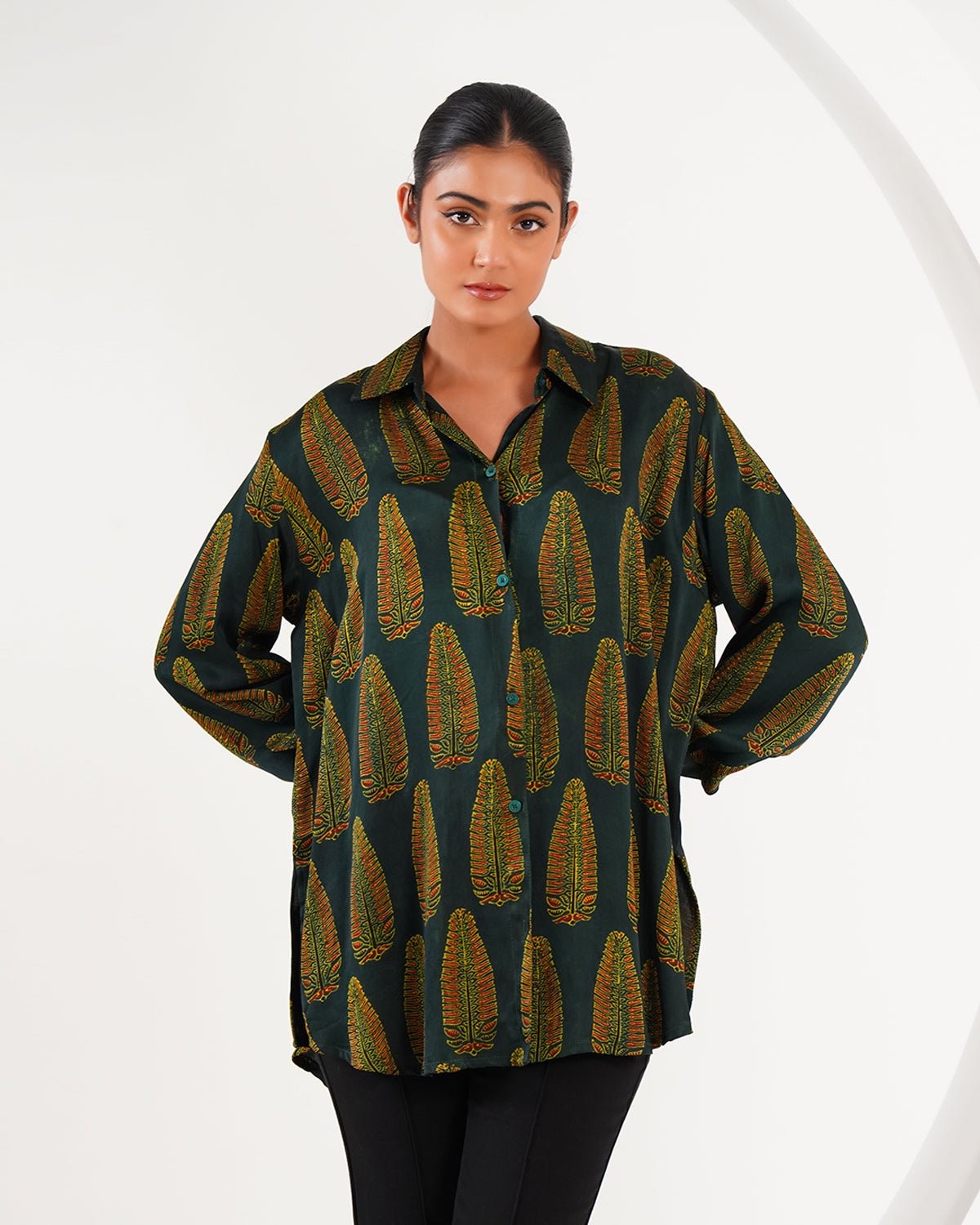 Ajrakh Leaf Block Print Set - Green /Black - Mayura Kumar