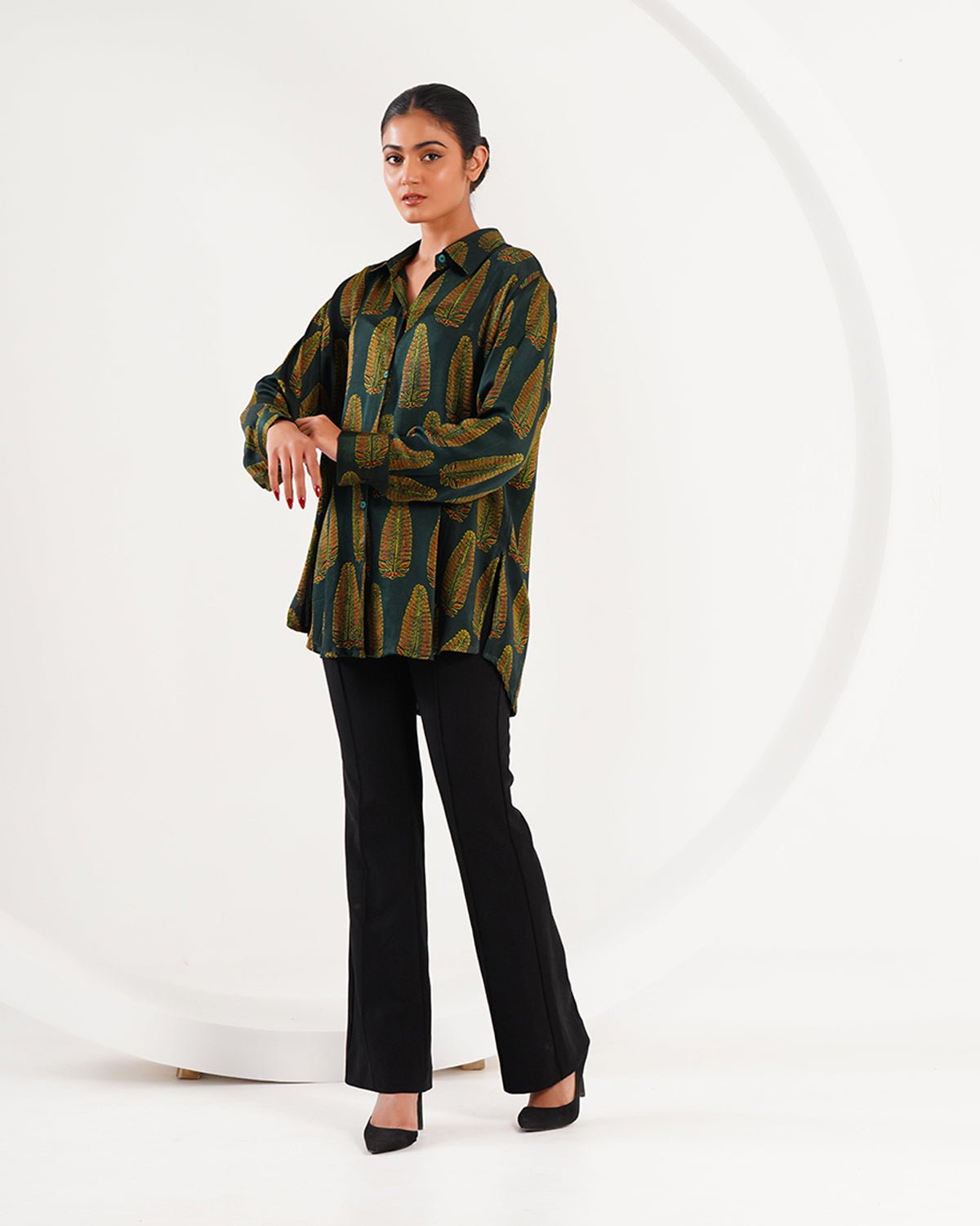 Ajrakh Leaf Block Print Set - Green /Black - Mayura Kumar