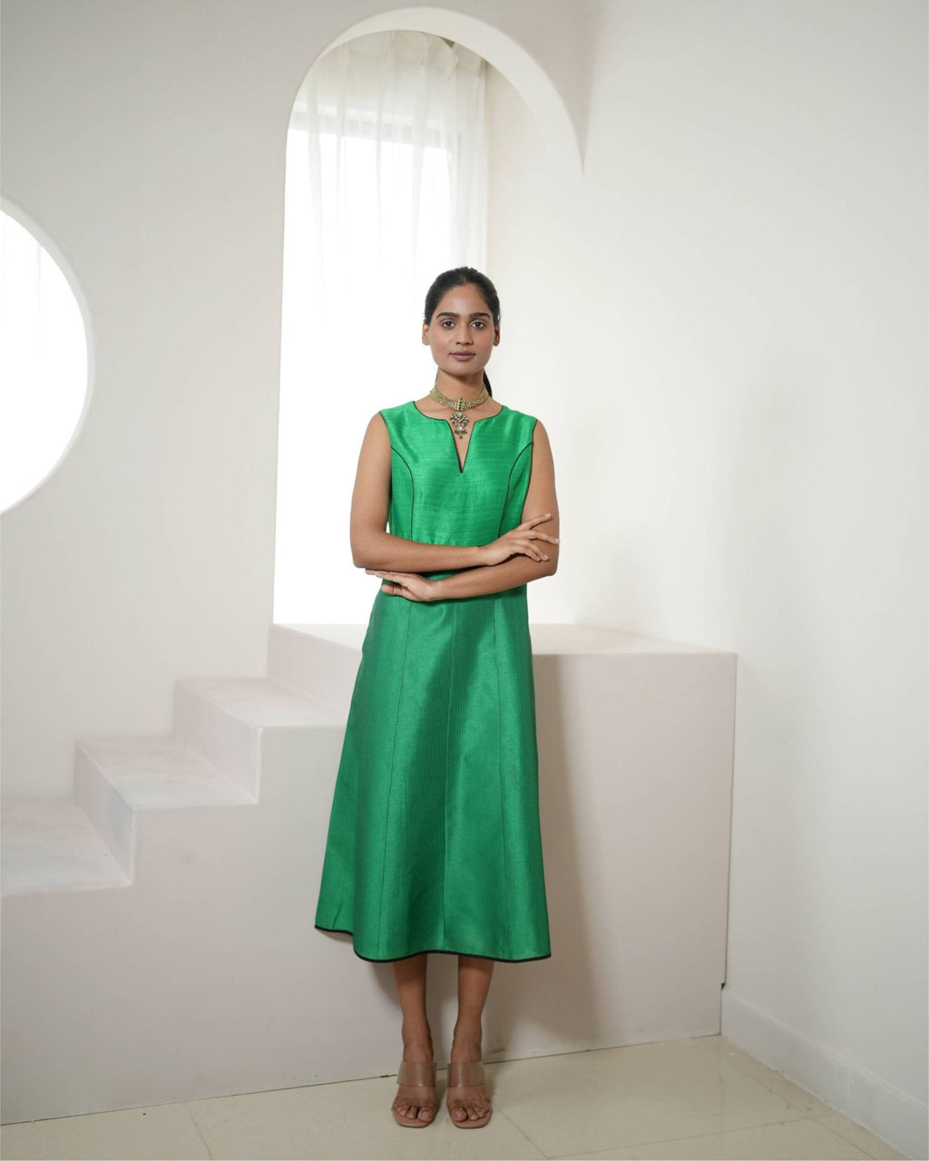 Dress & Cape Timeless - Green / Black - Mayura Kumar
