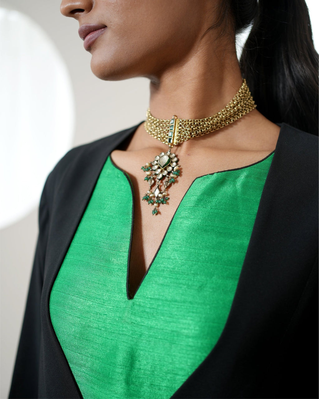 Dress & Cape Timeless - Green / Black - Mayura Kumar