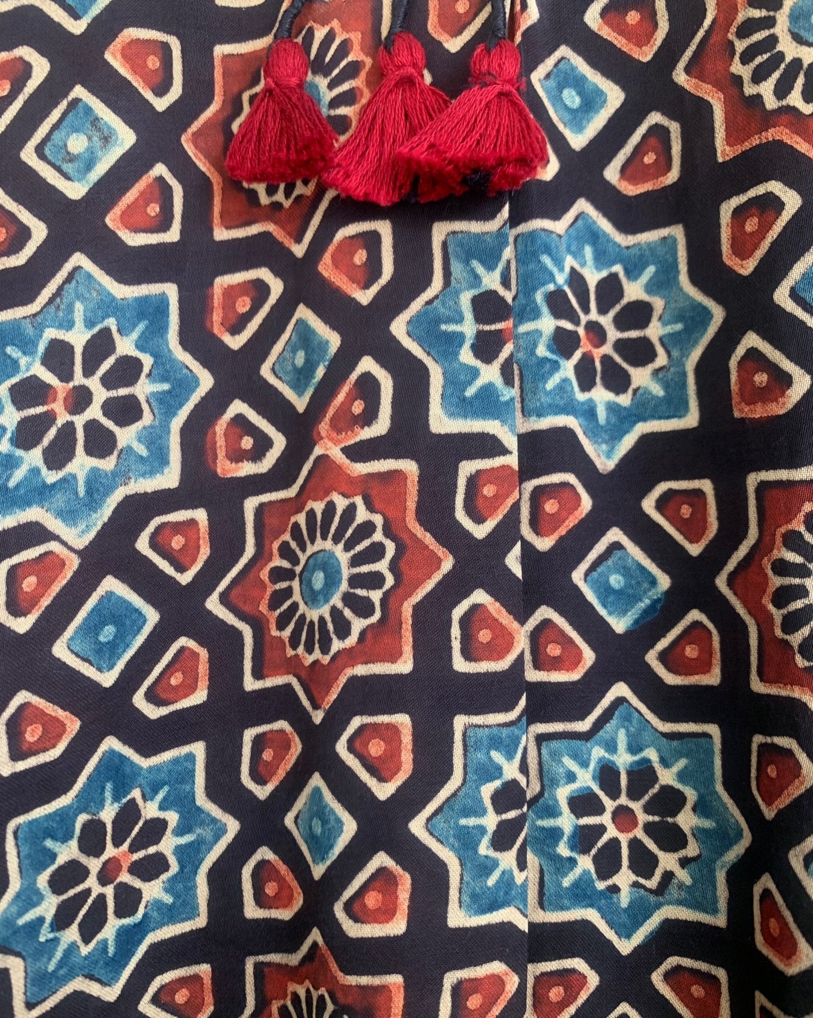 Kaftan Ajrakh - Black / Indigo / Red - Mayura Kumar