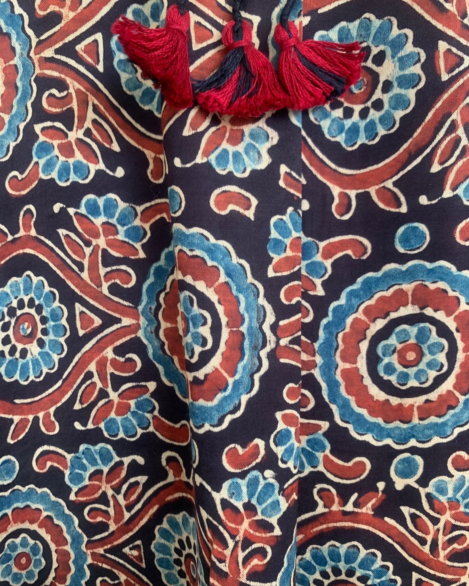 Kaftan Ajrakh - Black / Red / Indigo - Mayura Kumar
