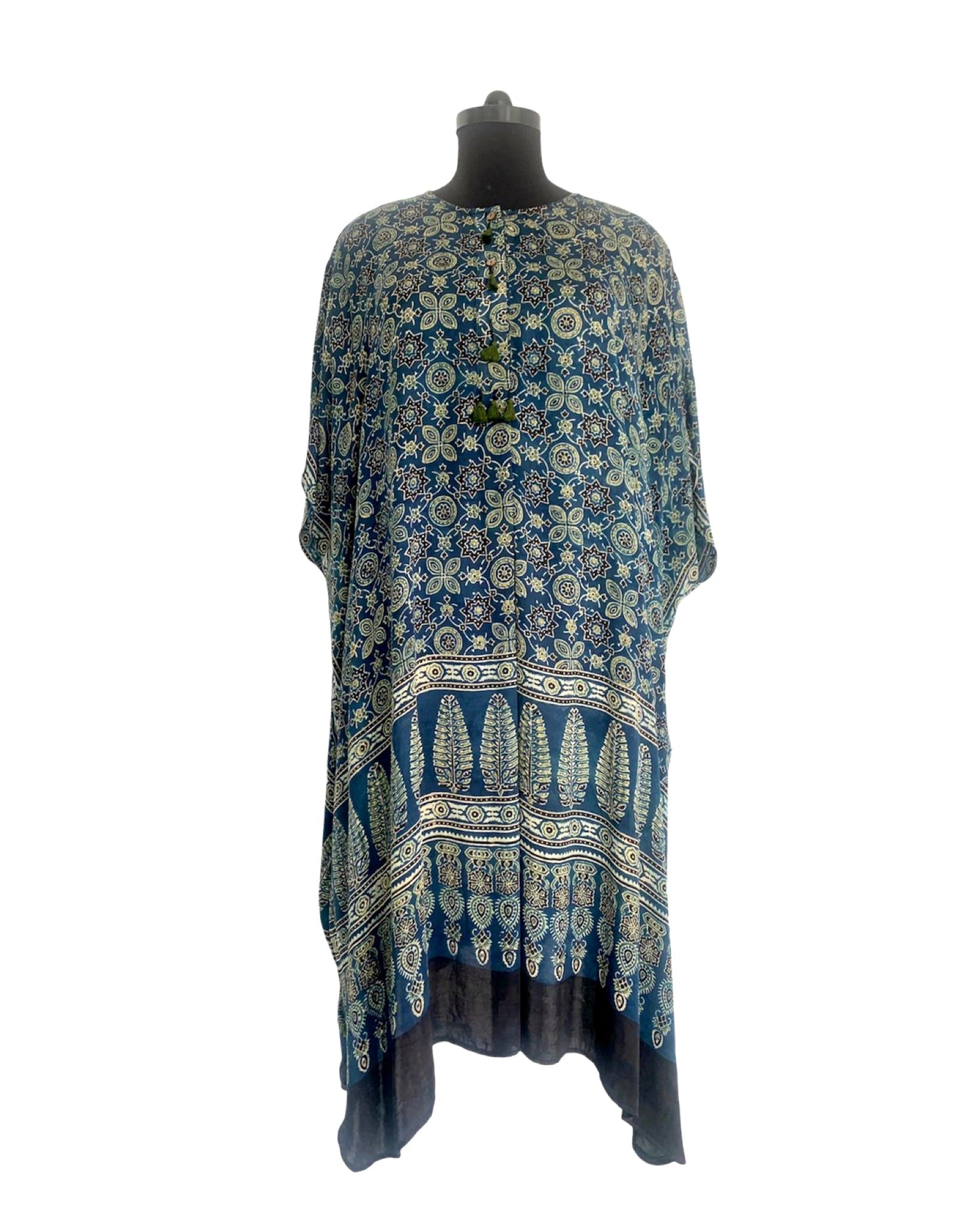 Kaftan Ajrakh - Indigo / Black / White - Mayura Kumar