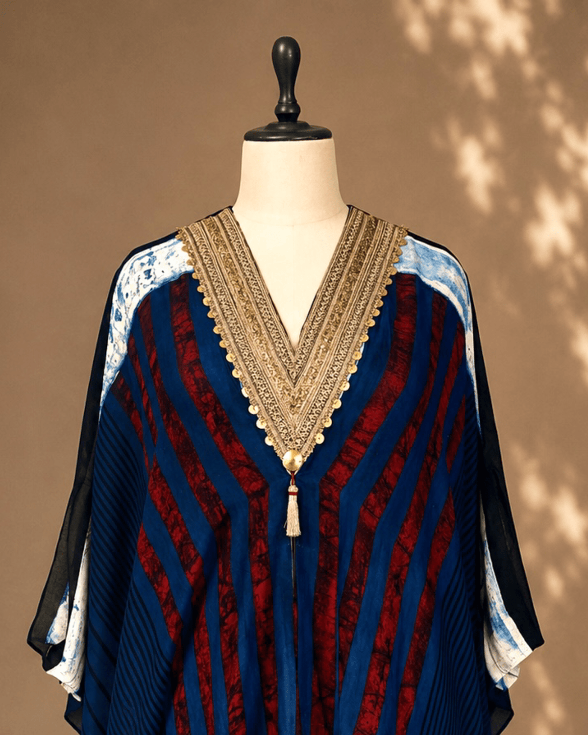 Kaftan Ajrakh - Indigo / Red/Black/White - Mayura Kumar