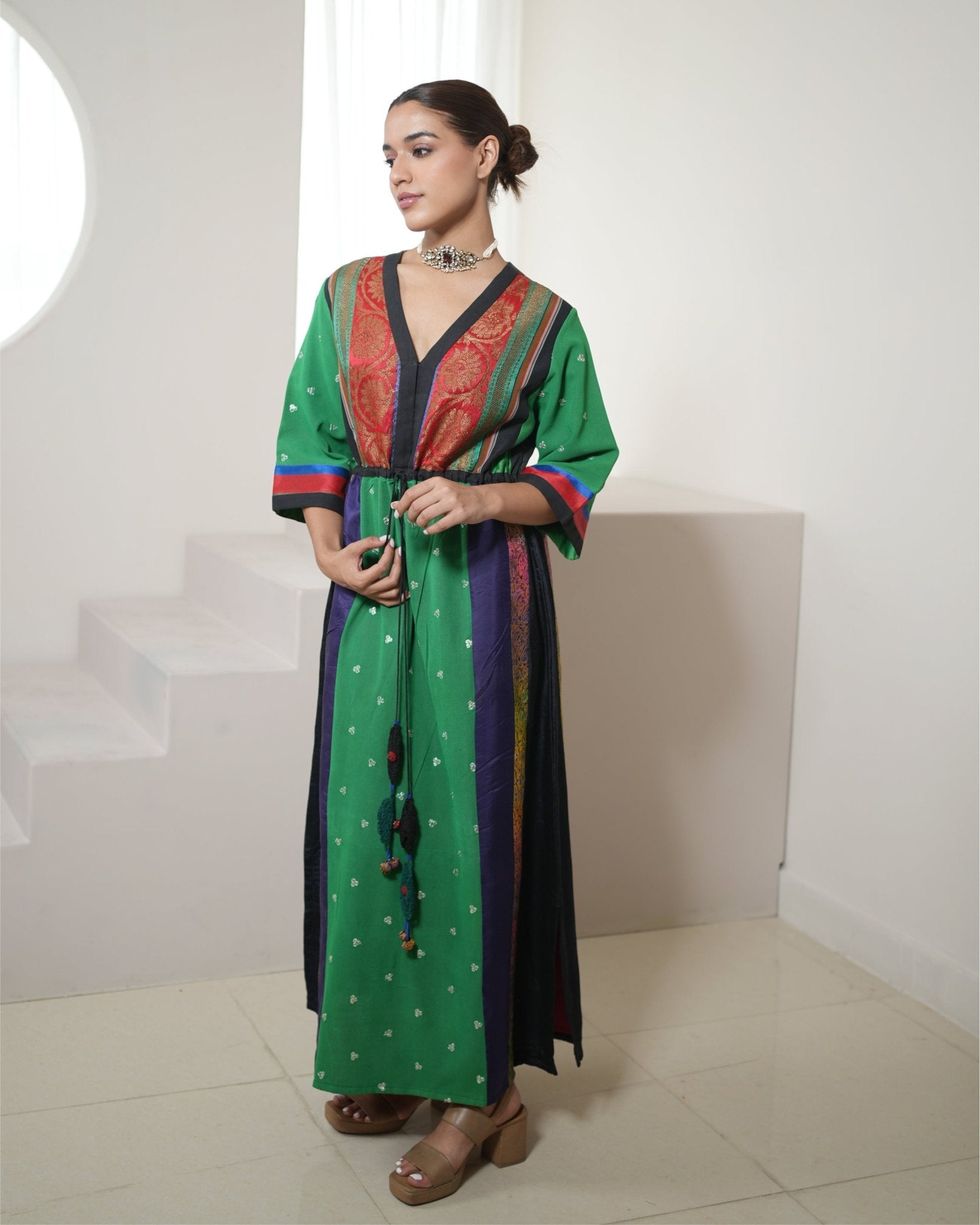 Kaftan Banarasi - Green / Red / Multicolours - Mayura Kumar