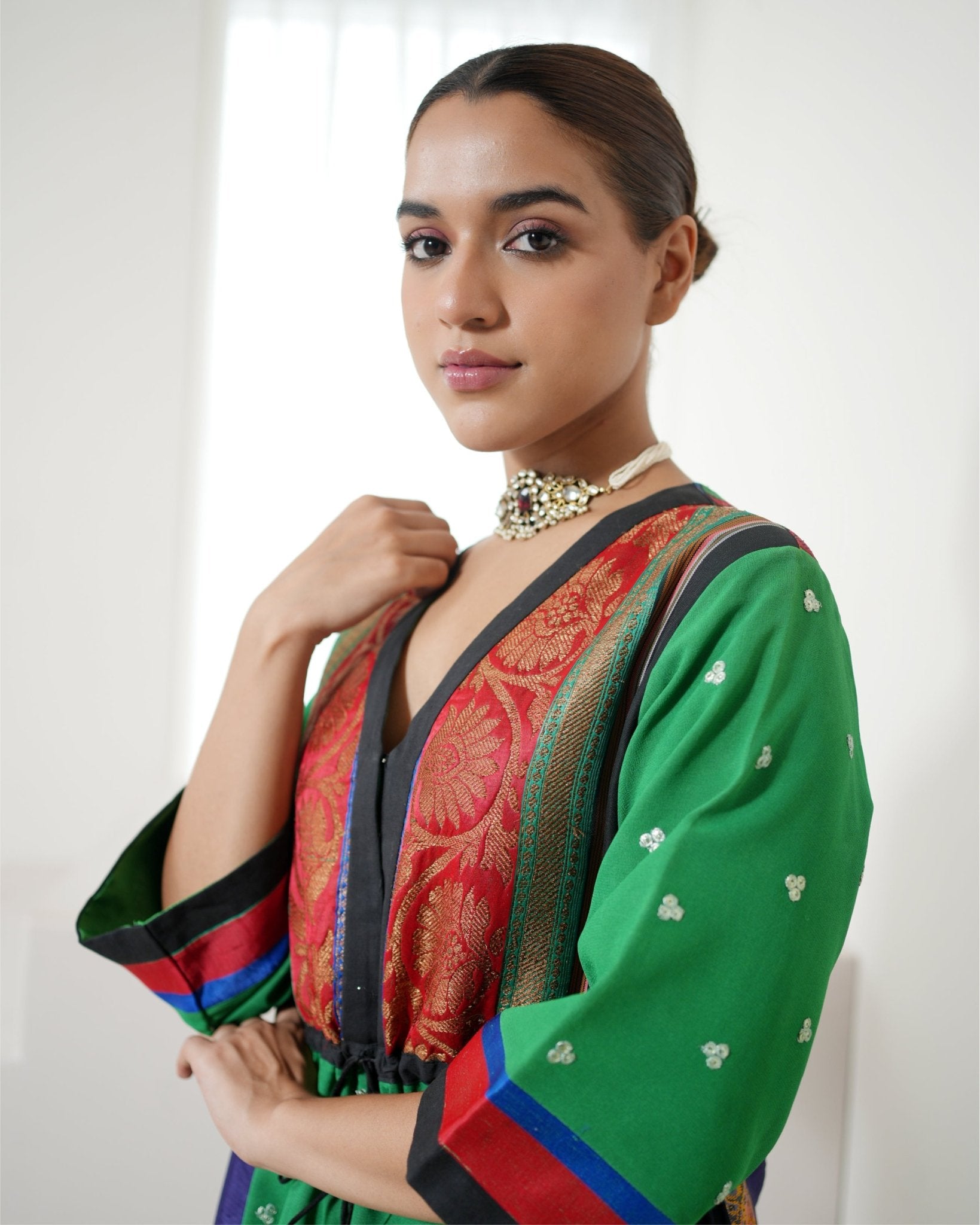 Kaftan Banarasi - Green / Red / Multicolours - Mayura Kumar
