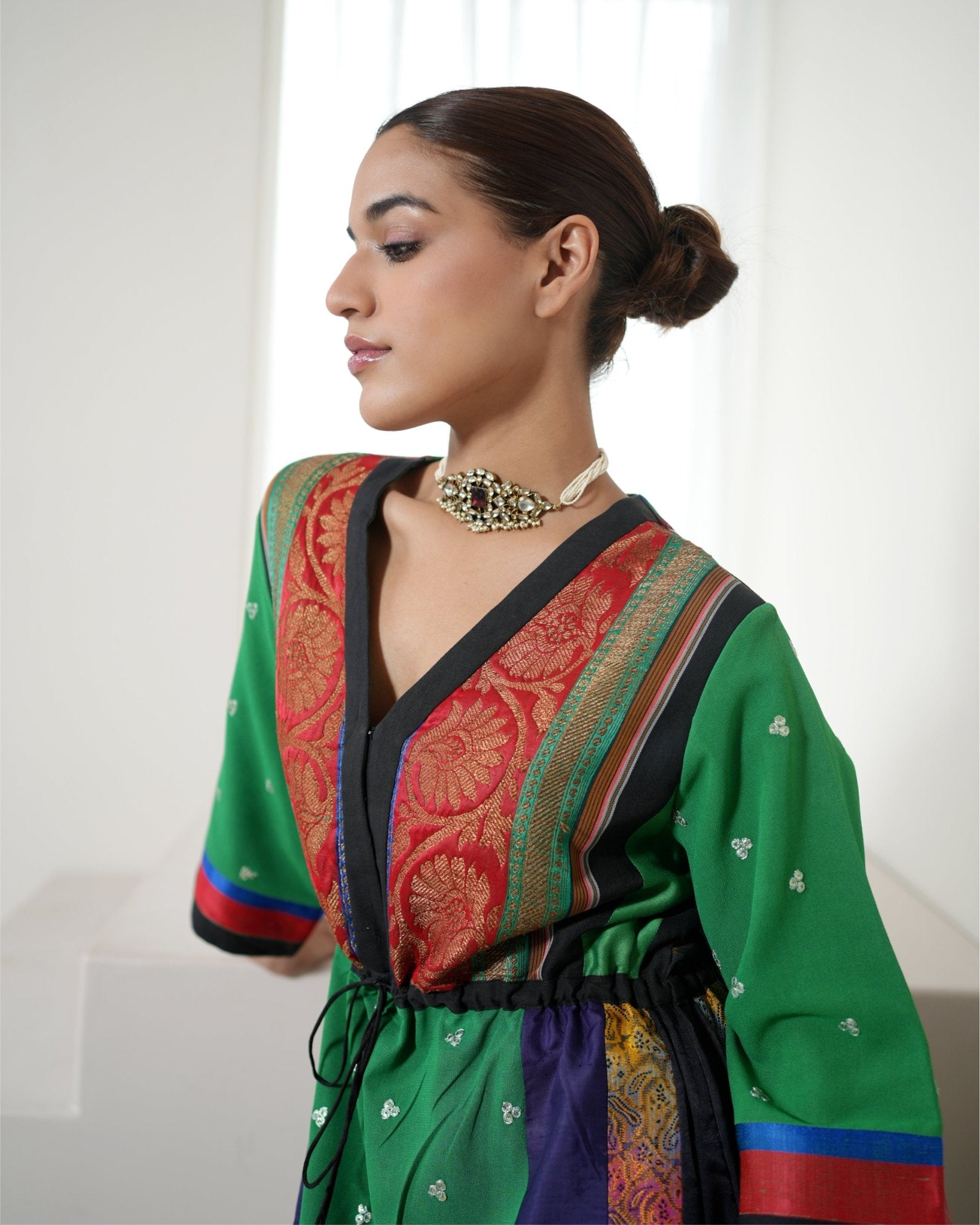 Kaftan Banarasi - Green / Red / Multicolours - Mayura Kumar