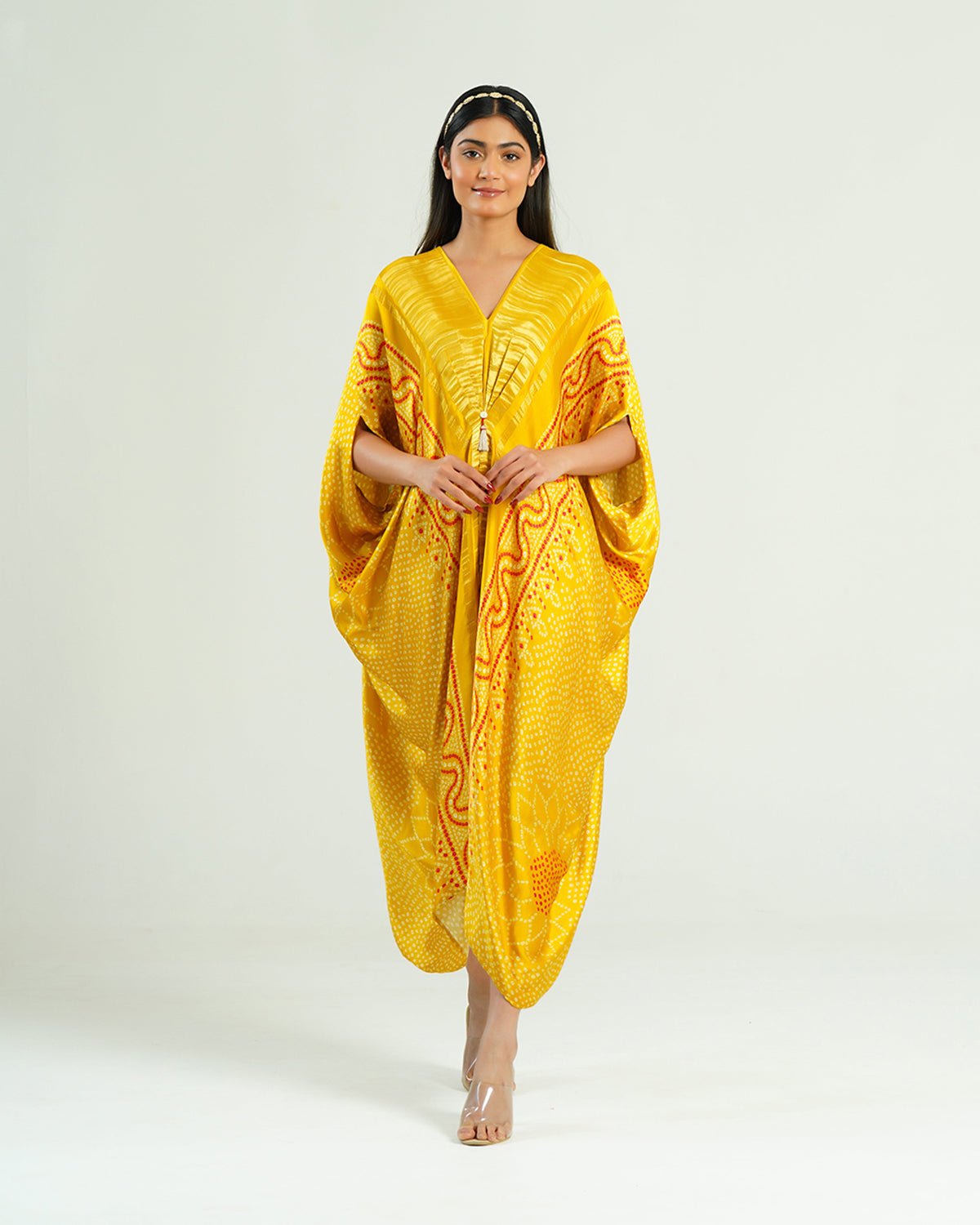 Kaftan Bandhej - Yellow / Gold - Mayura Kumar