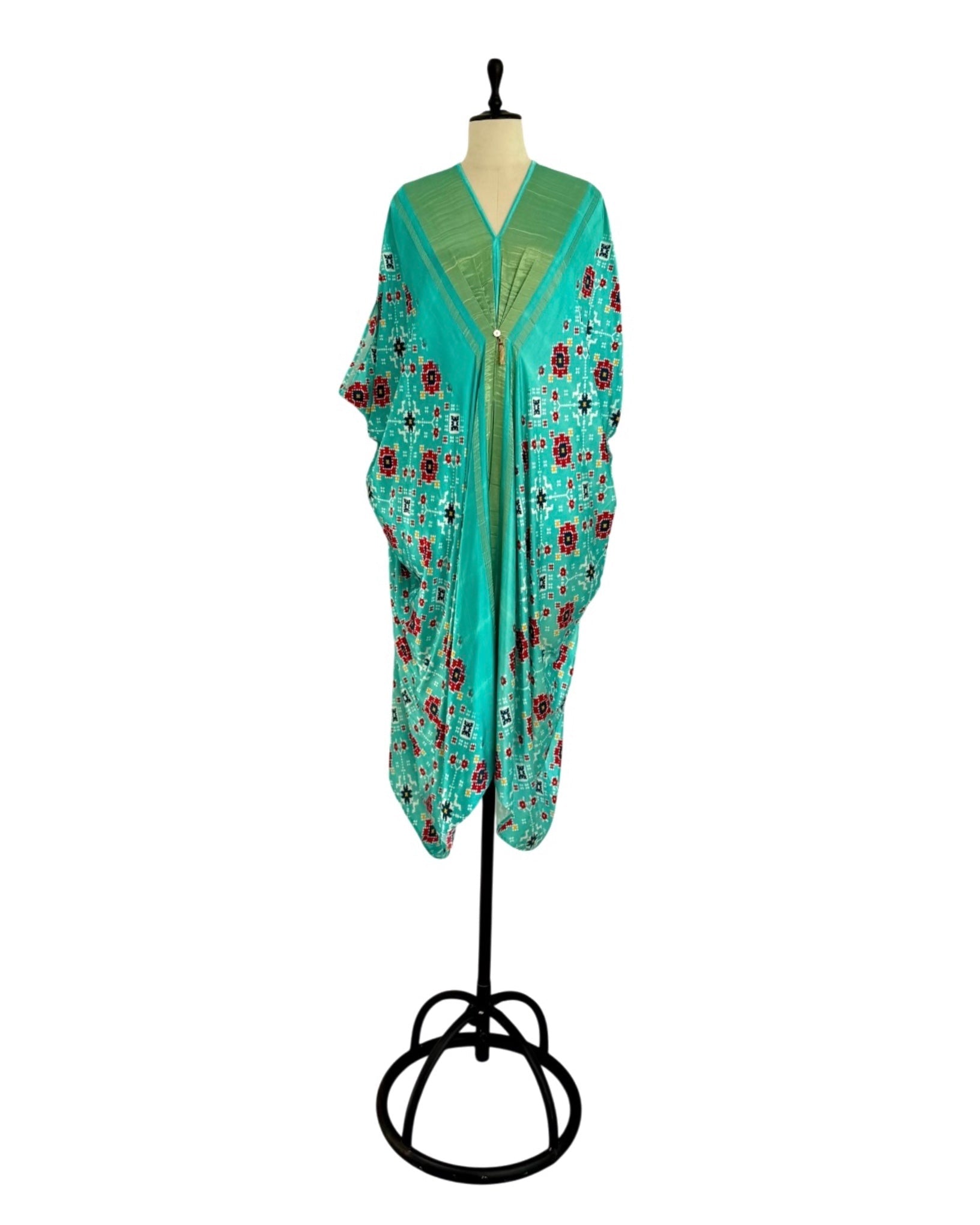 Kaftan Patola - Aquamarine/Gold - Mayura Kumar
