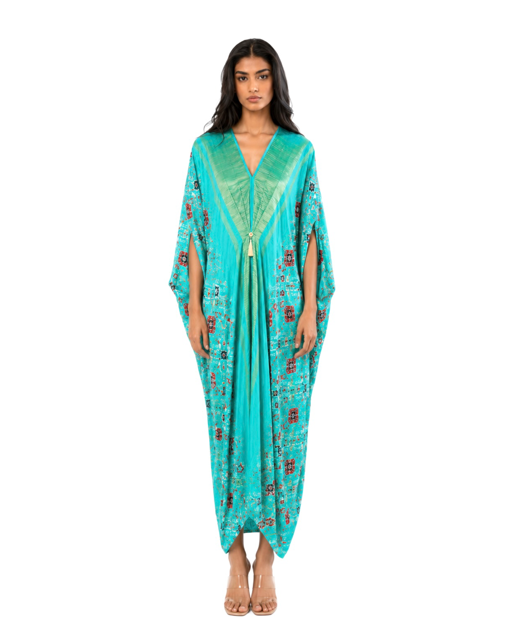 Kaftan Patola - Aquamarine/Gold - Mayura Kumar