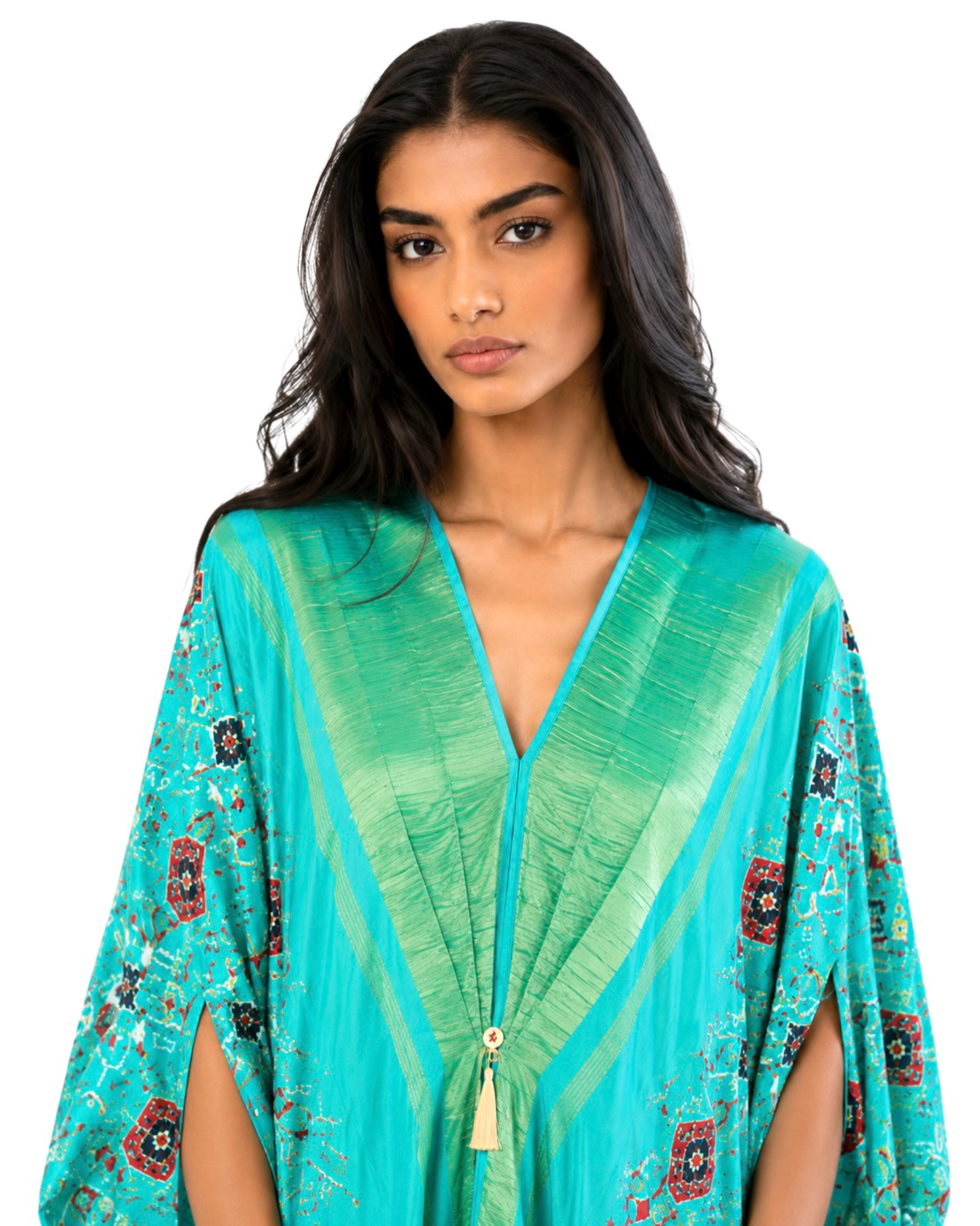 Kaftan Patola - Aquamarine/Gold - Mayura Kumar