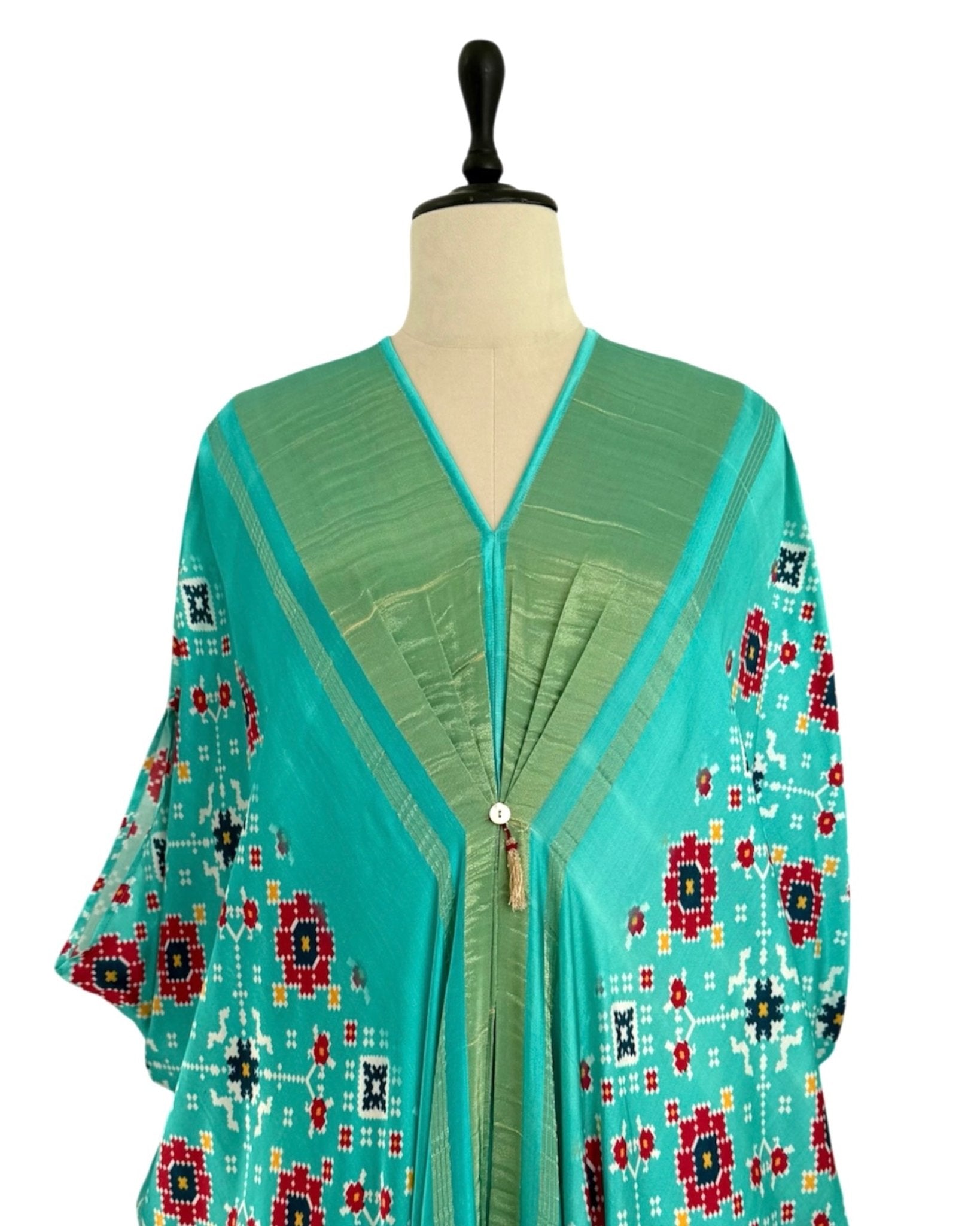 Kaftan Patola - Aquamarine/Gold - Mayura Kumar