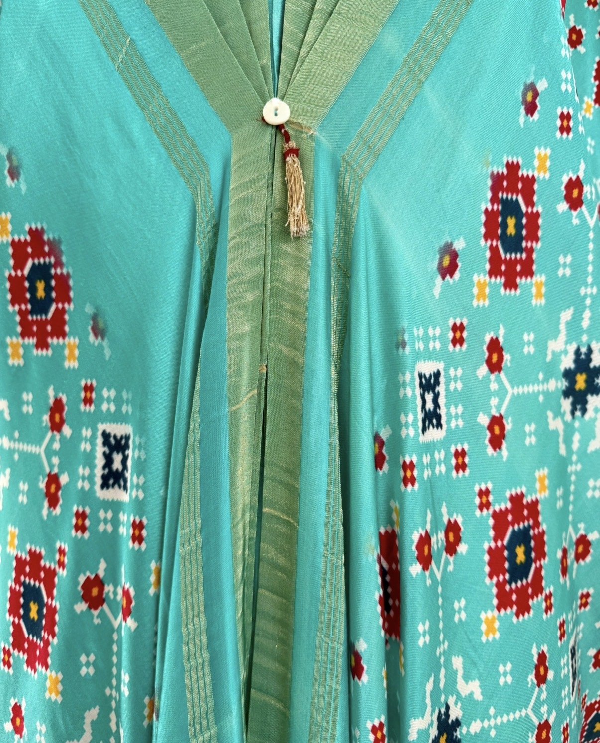 Kaftan Patola - Aquamarine/Gold - Mayura Kumar