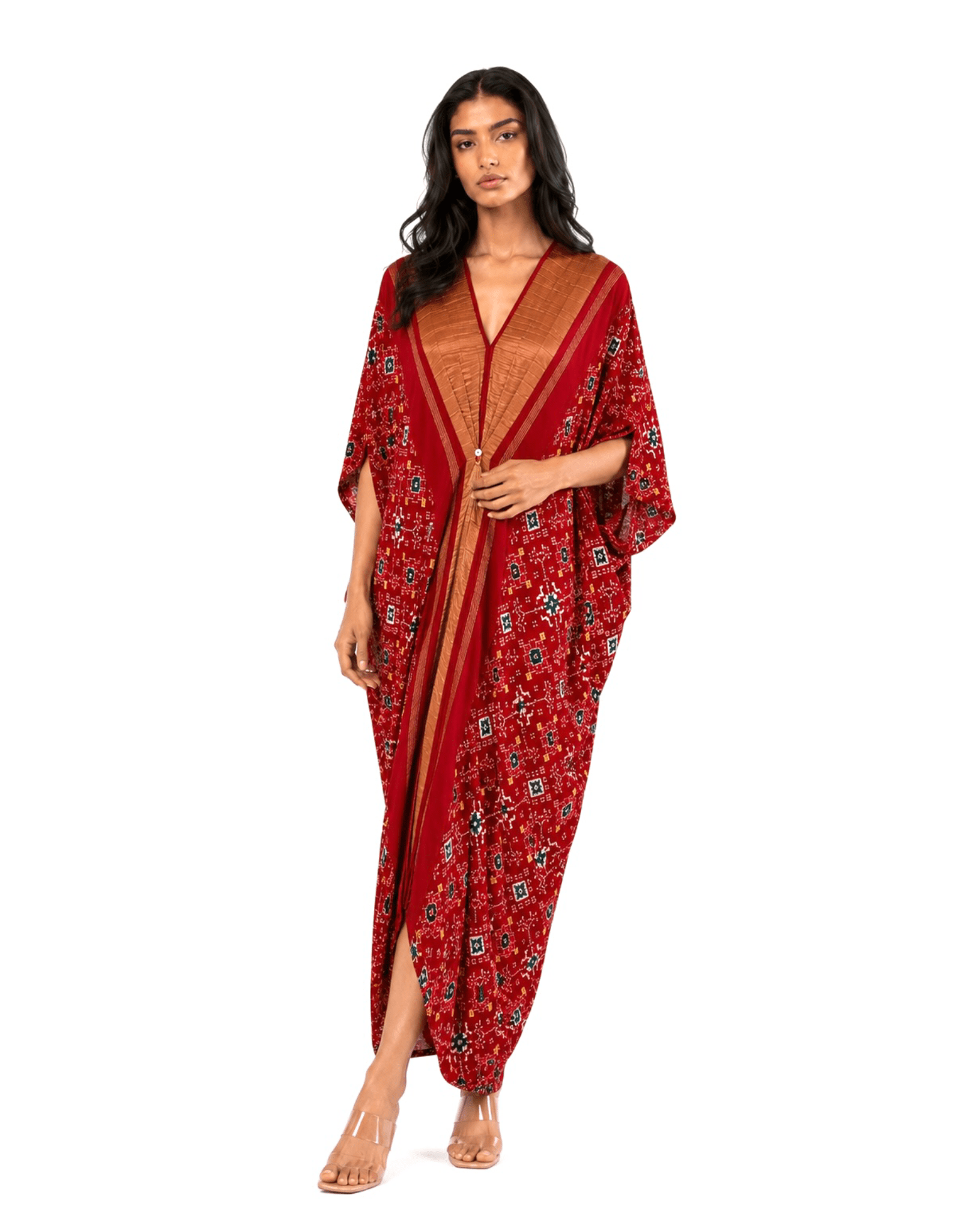Kaftan Patola - Burgundy/Gold - Mayura Kumar
