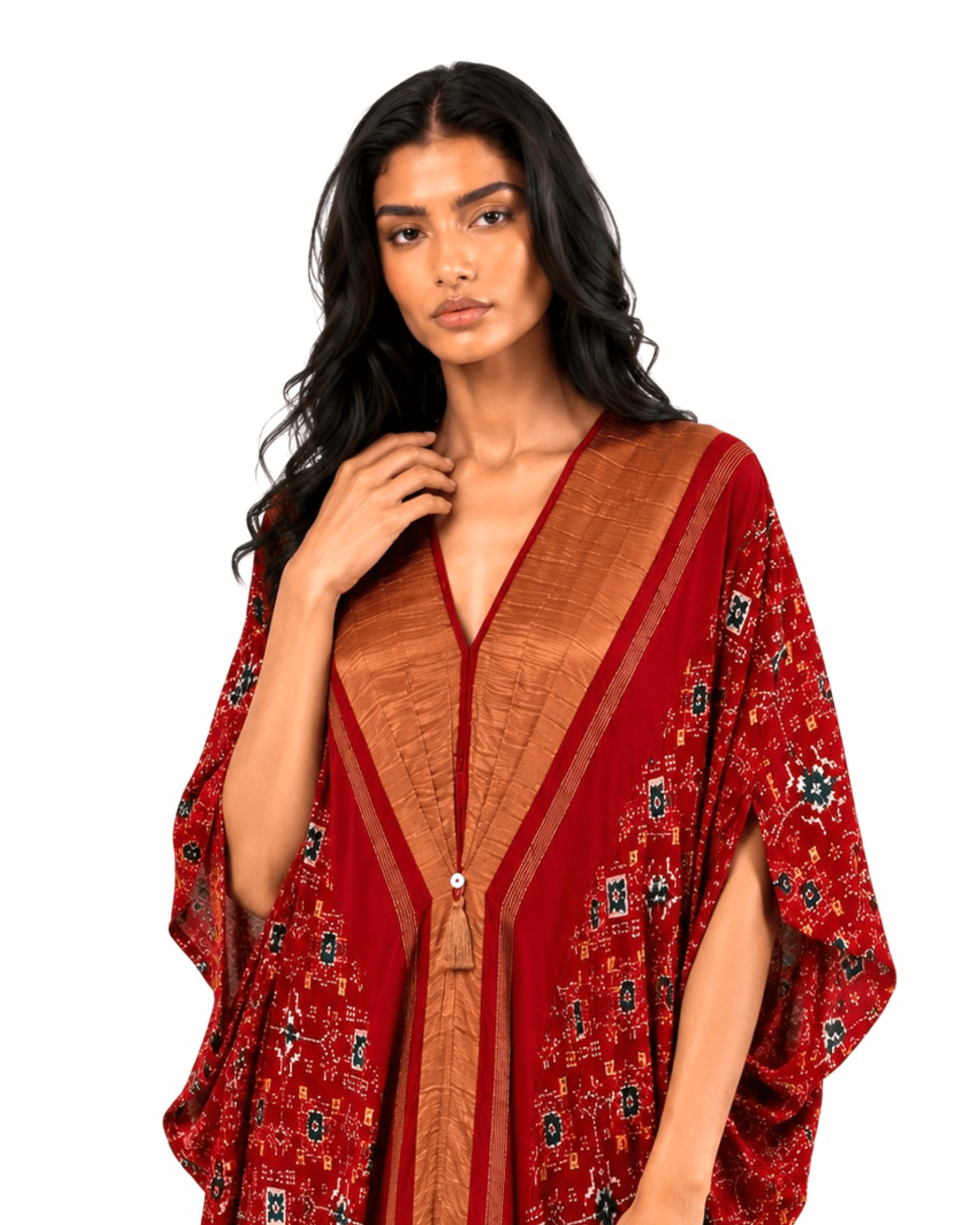 Kaftan Patola - Burgundy/Gold - Mayura Kumar