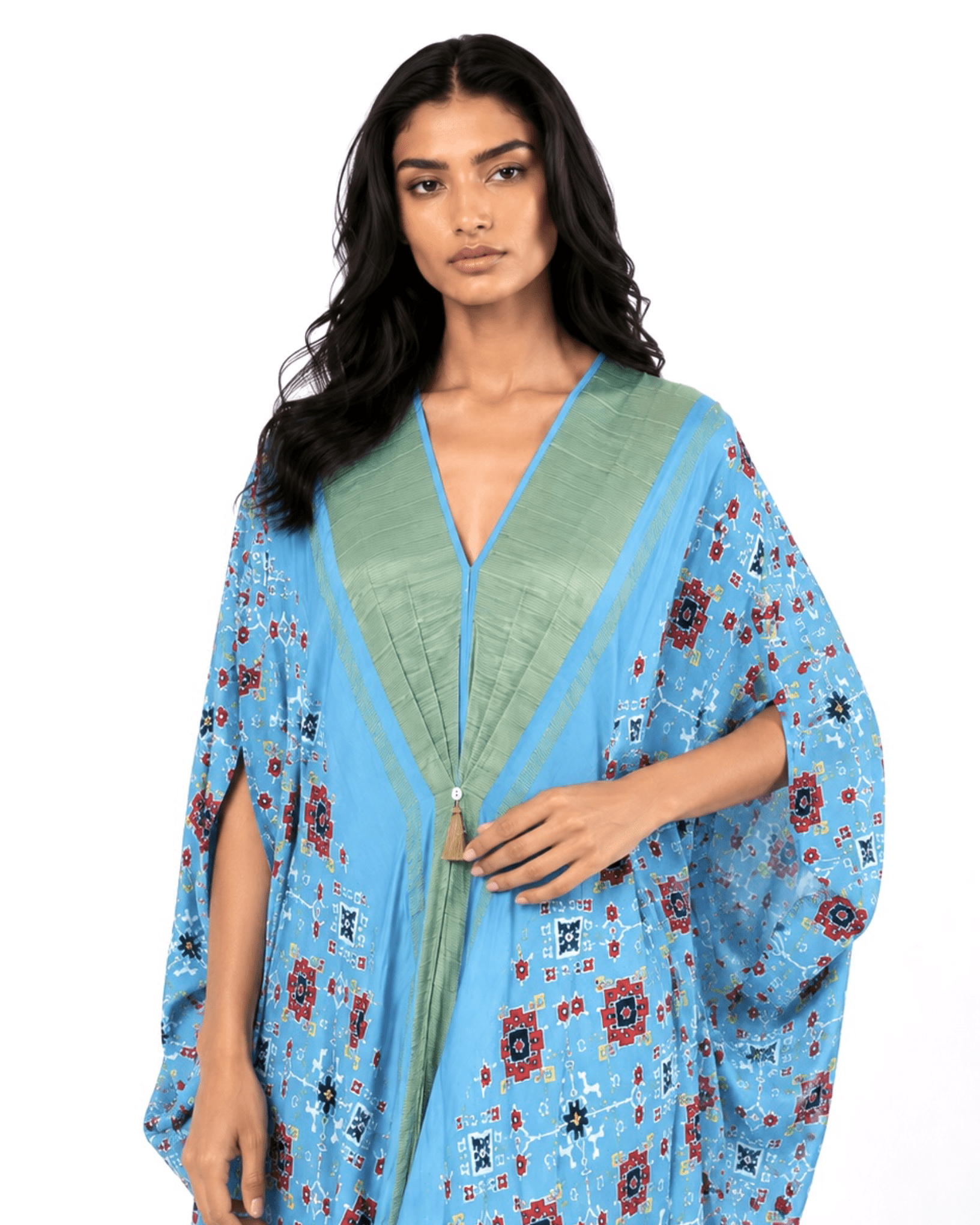 Kaftan Patola - Sky Blue /Gold - Mayura Kumar