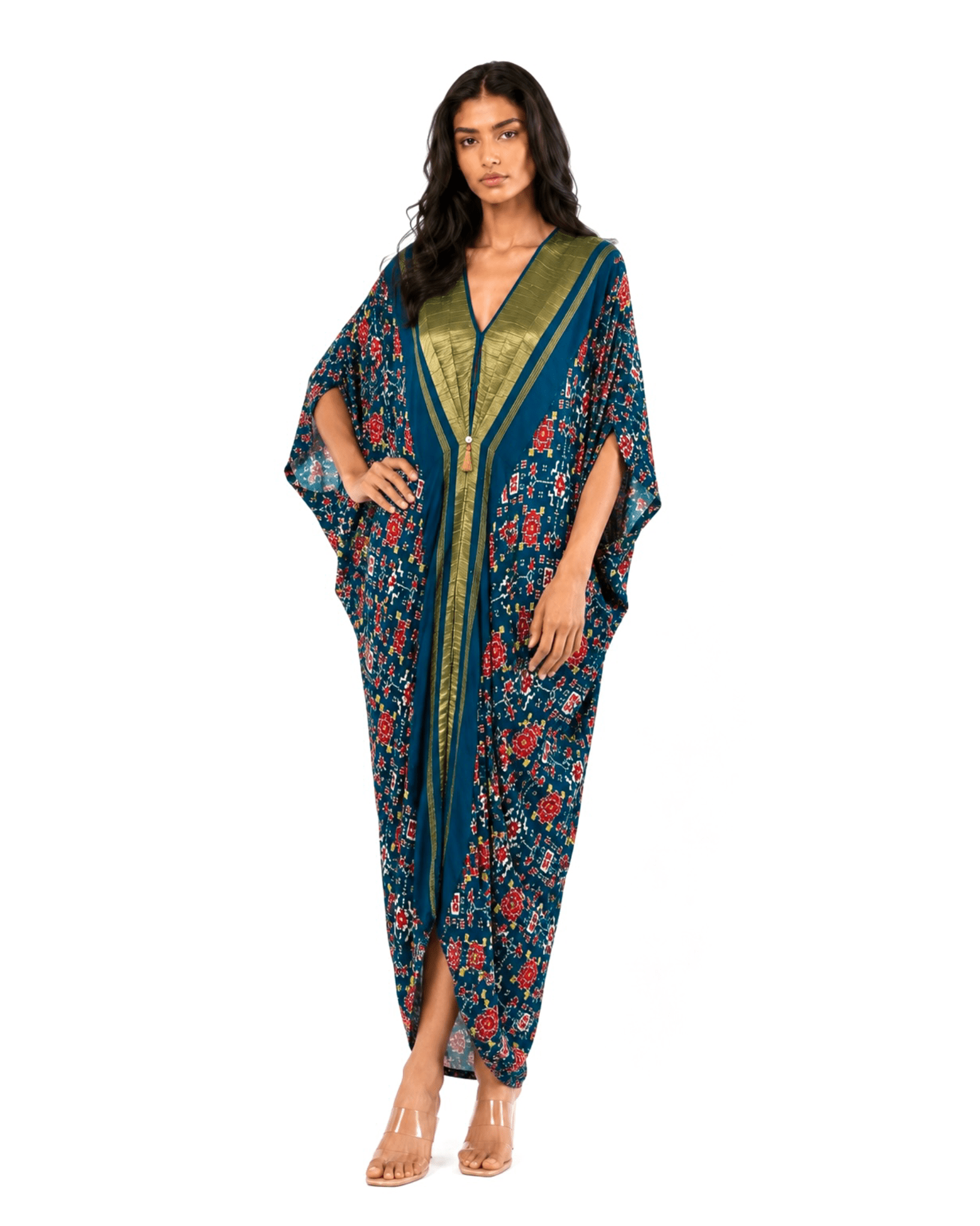Kaftan Patola - Teal Blue /Gold - Mayura Kumar
