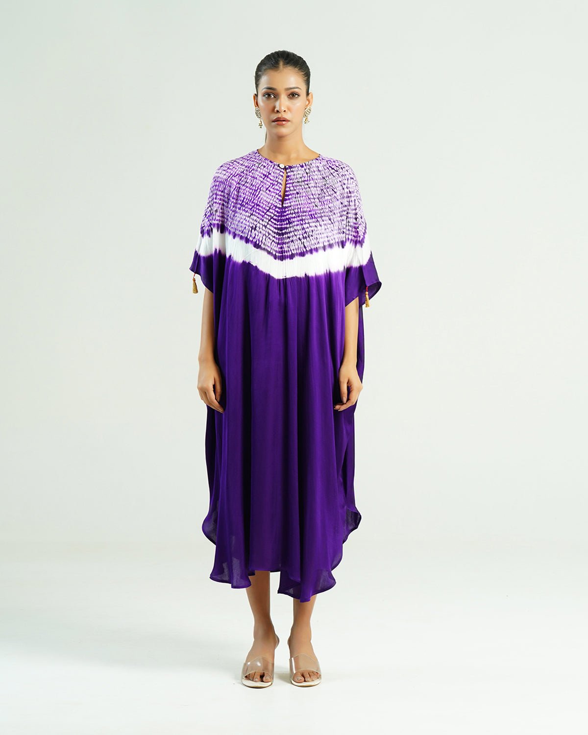 Kaftan Shibori - Amethyst Purple /Ivory - Mayura Kumar