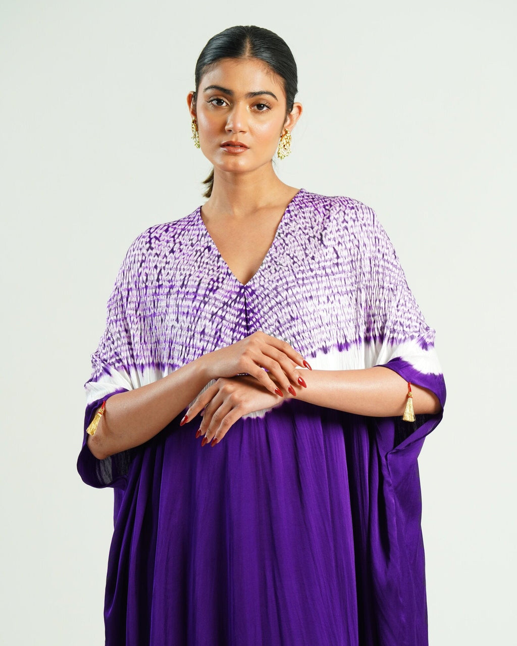 Kaftan Shibori - Amethyst Purple /Ivory - Mayura Kumar