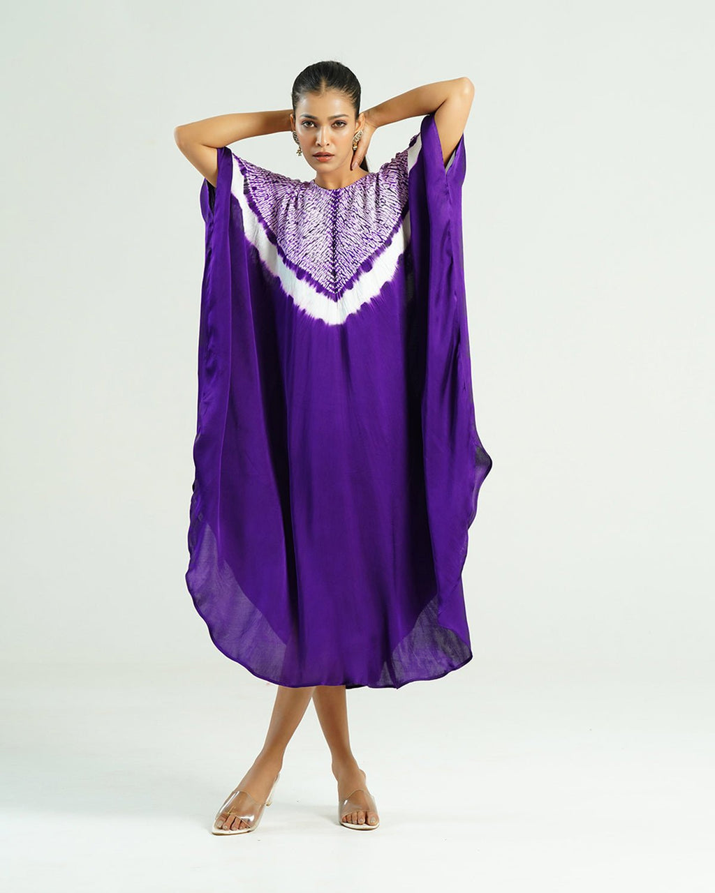 Kaftan Shibori - Amethyst Purple /Ivory - Mayura Kumar