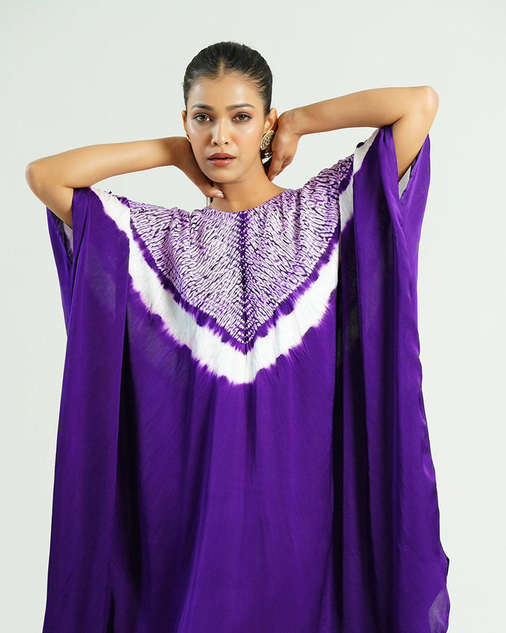 Kaftan Shibori - Amethyst Purple /Ivory - Mayura Kumar