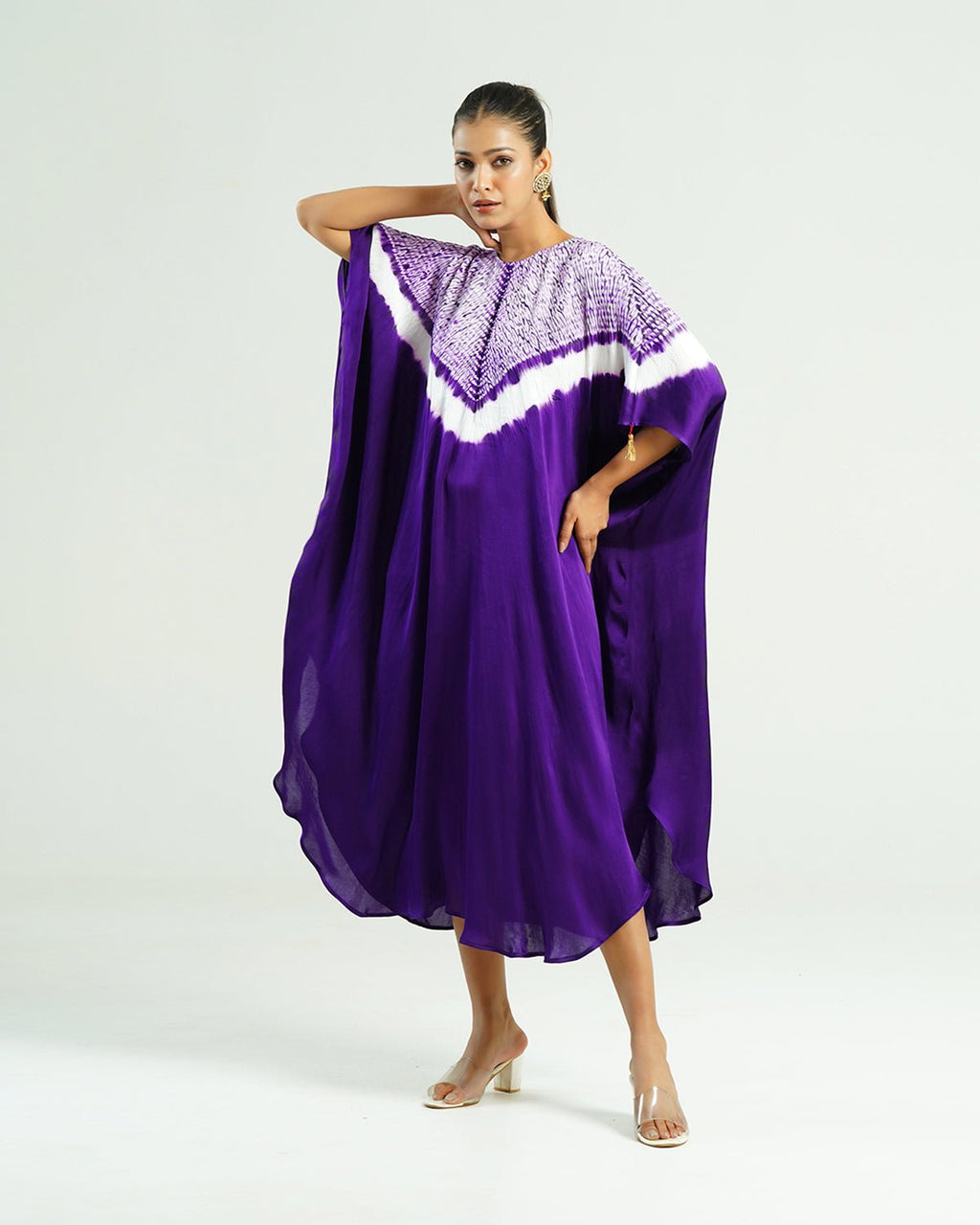 Kaftan Shibori - Amethyst Purple /Ivory - Mayura Kumar