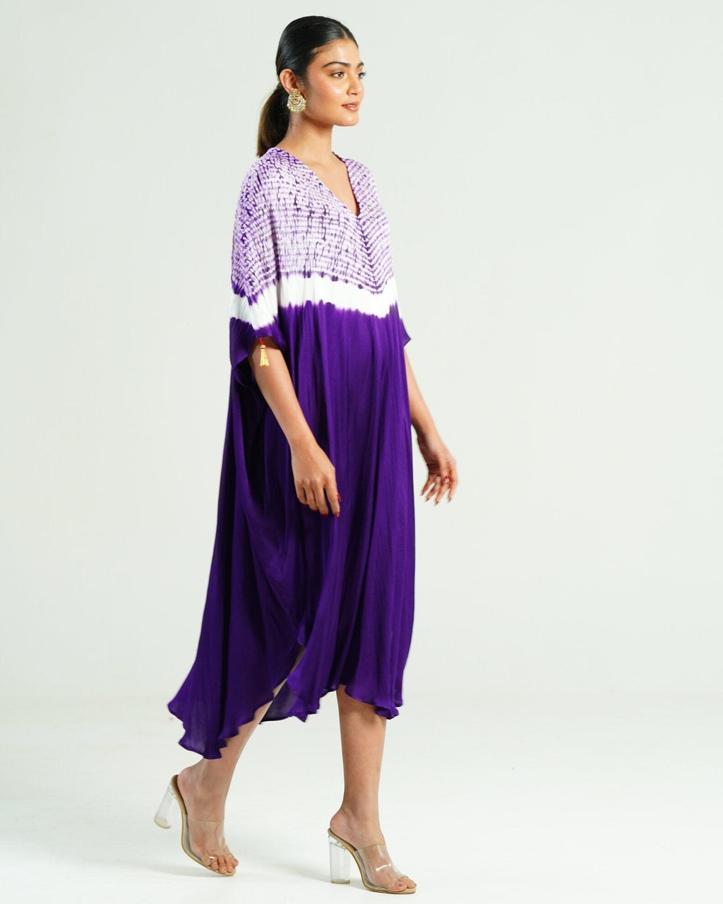 Kaftan Shibori - Amethyst Purple /Ivory - Mayura Kumar