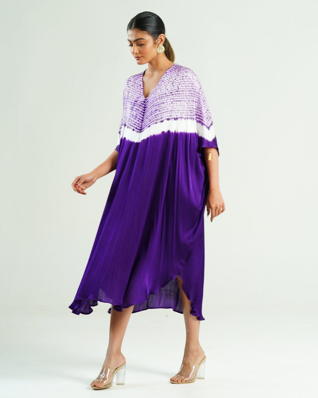 Kaftan Shibori - Amethyst Purple /Ivory - Mayura Kumar